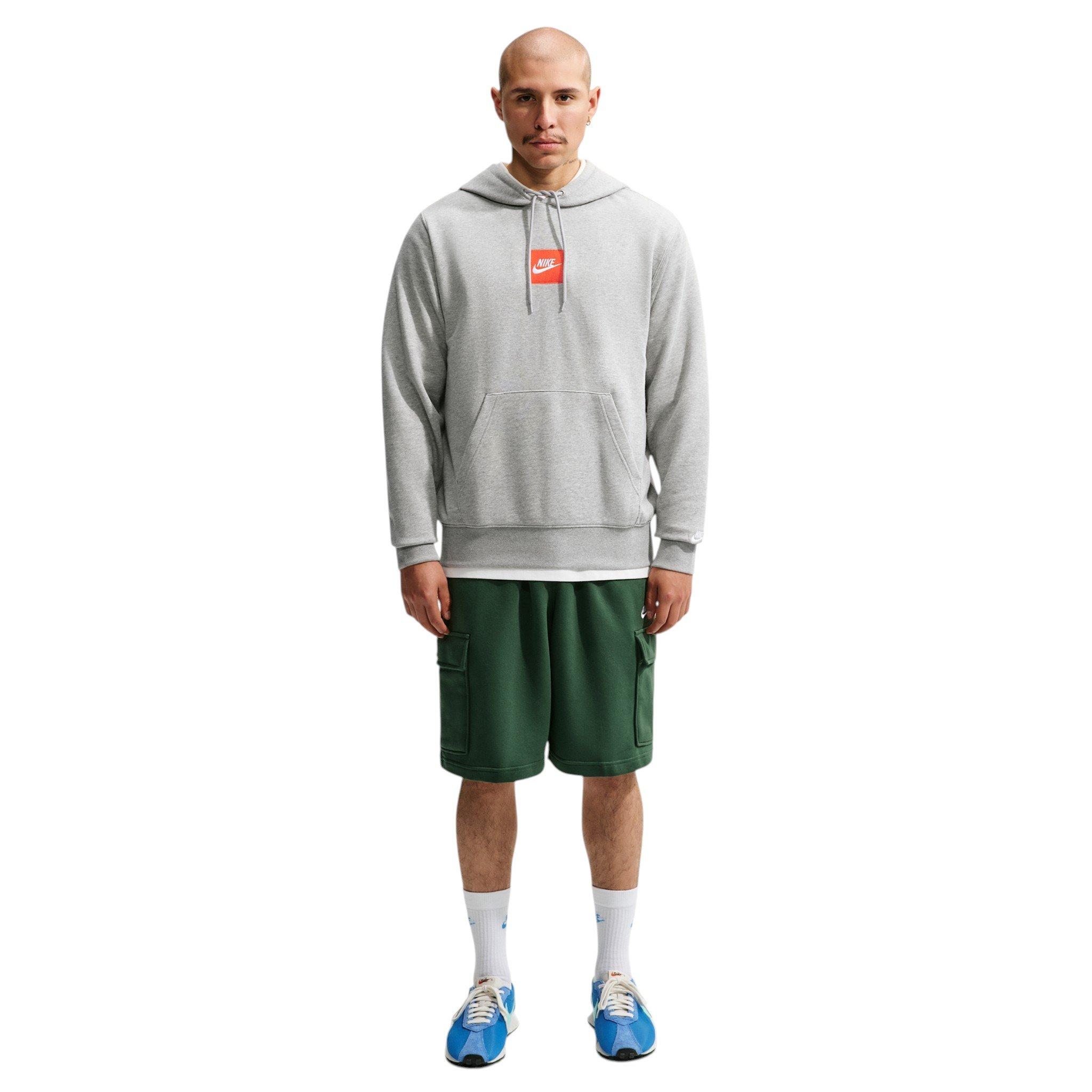 Nike Men's Sportswear Club French Terry Hoodie - GREY Thumbnail View 4