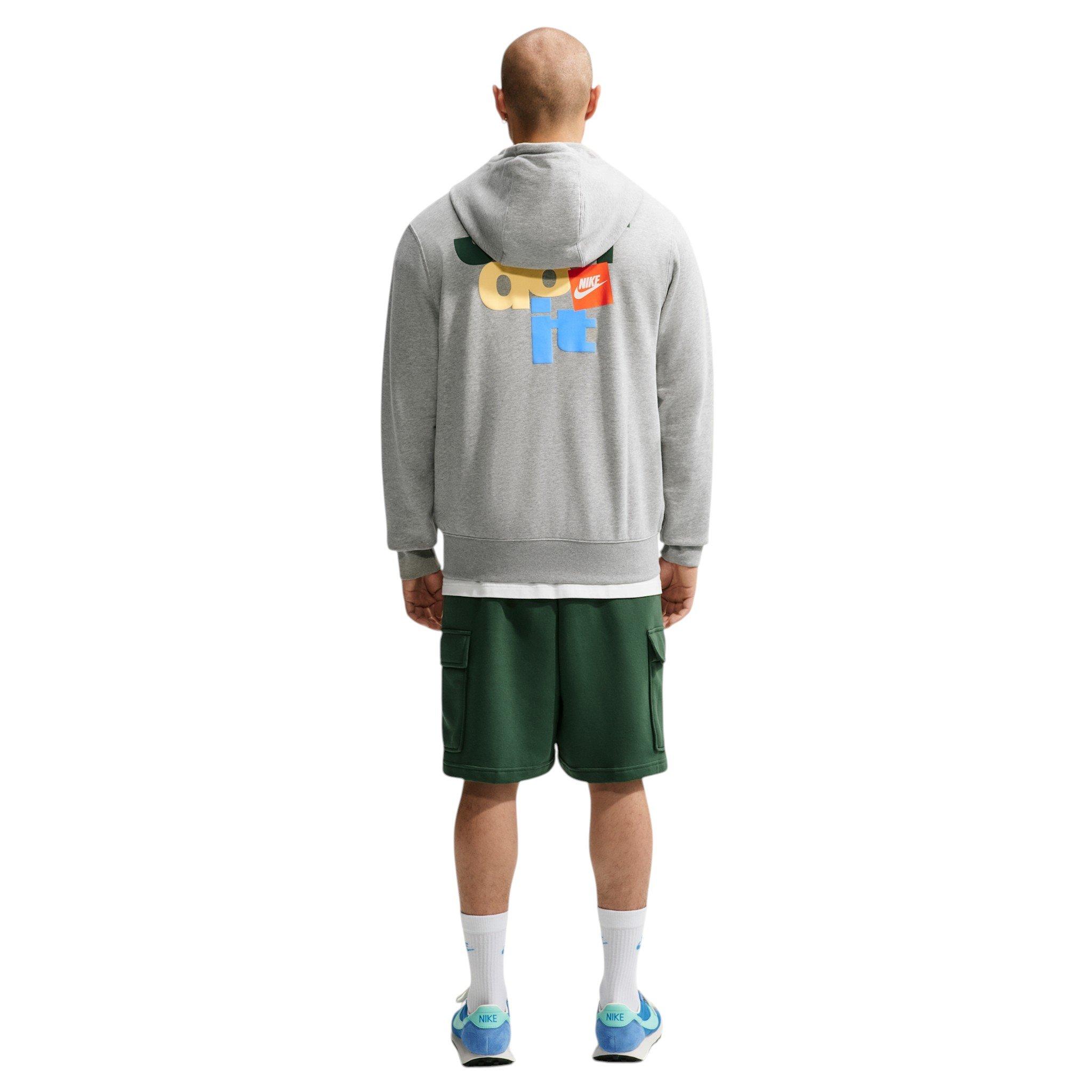 Nike Men's Sportswear Club French Terry Hoodie - GREY Thumbnail View 5