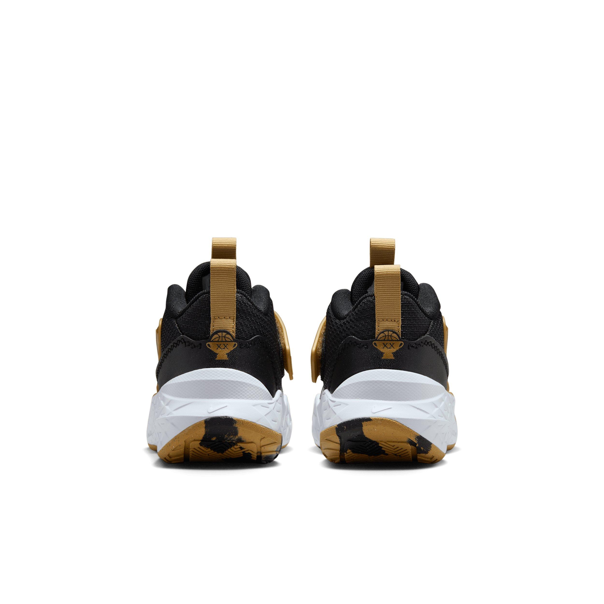Nike Team Hustle D 12 Preschool Boys' "Black/Metallic Gold/White/Black" Basketball Shoe