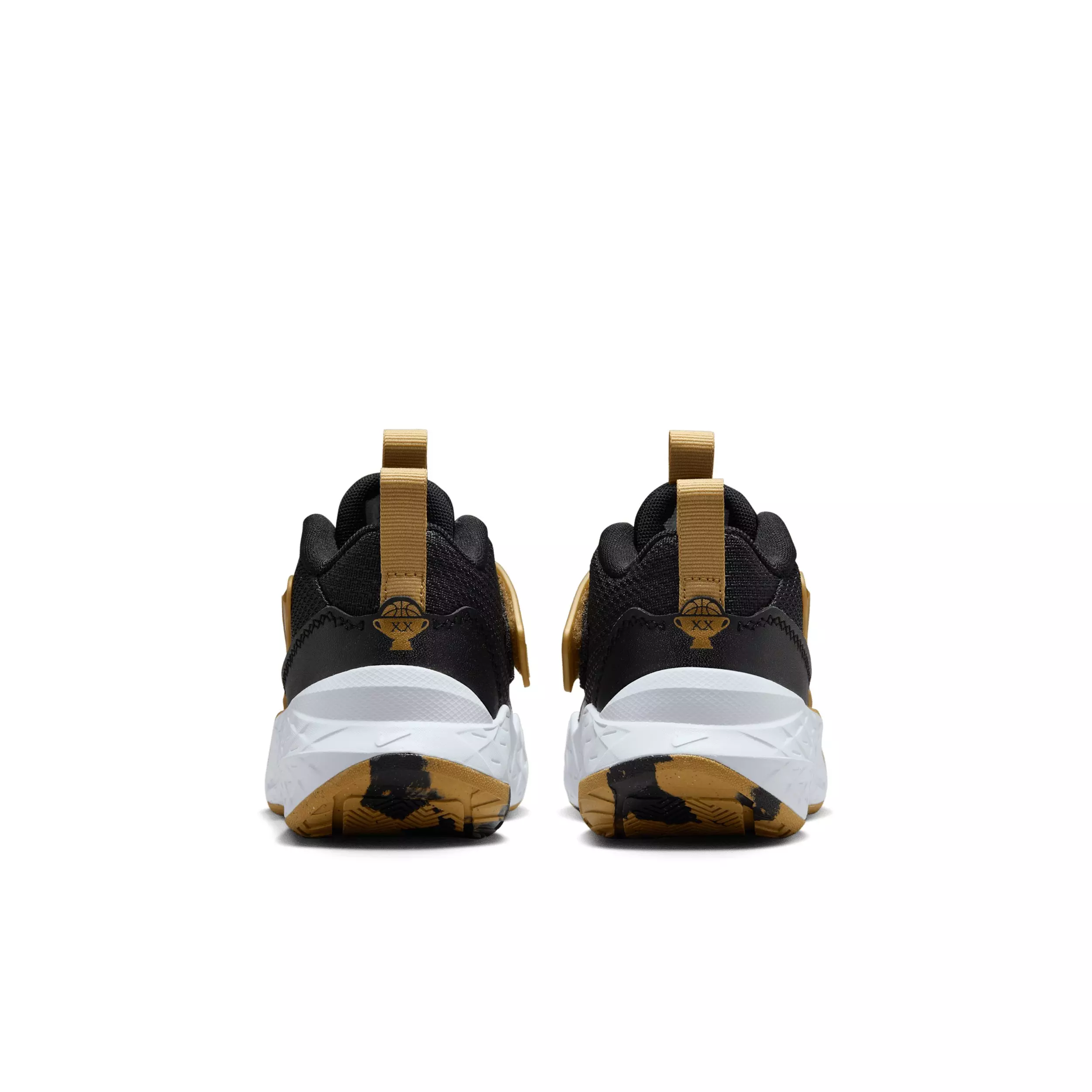 Nike Team Hustle D 12 "Black/Metallic Gold/White/Black" Preschool Boys' Basketball Shoe - BLACK/GOLD/WHITE/BLACK