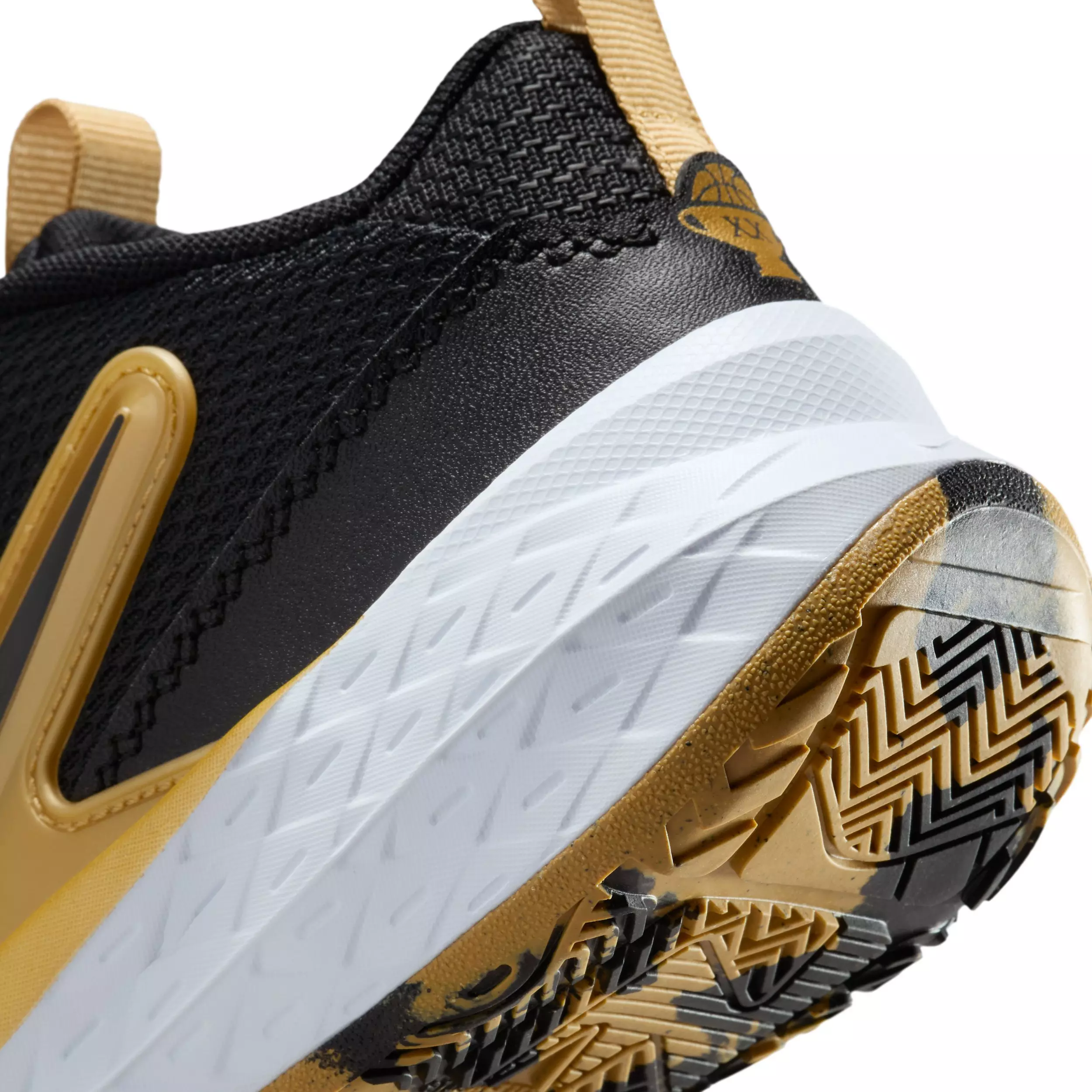 Nike Team Hustle D 12 "Black/Metallic Gold/White/Black" Preschool Boys' Basketball Shoe - BLACK/GOLD/WHITE/BLACK