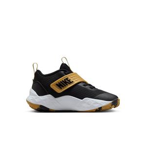 Nike Team Hustle D 12 "Black/Metallic Gold/White/Black" Preschool Boys' Basketball Shoe