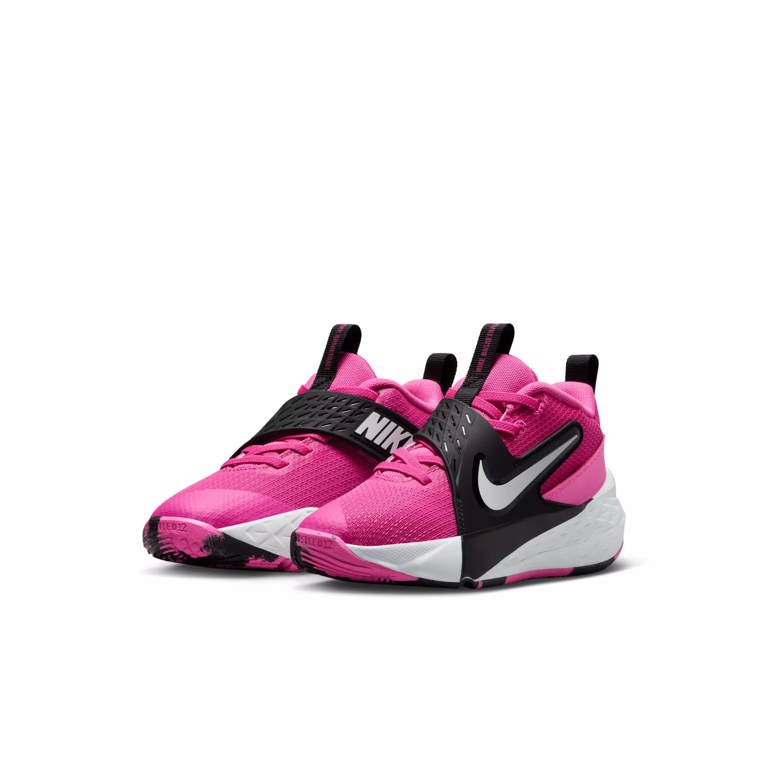 Nike Team Hustle D 12 "Laser Fuchsia/Black/White" Preschool Boys' Basketball Shoe - FUCHSIA/BLACK/WHITE