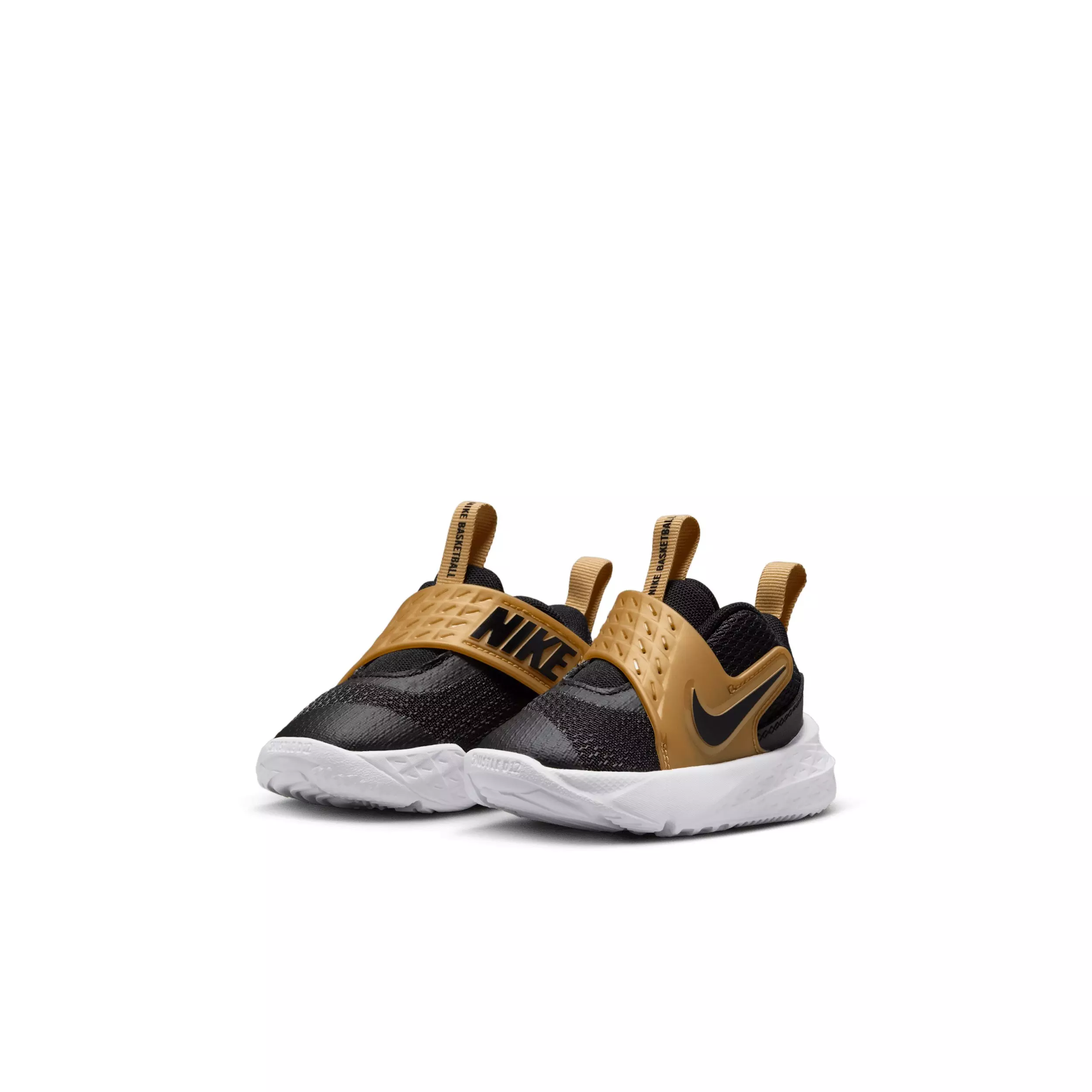 Nike Team Hustle D 12 "Black/Metallic Gold/White/Black" Infant Boys' Basketball Shoe - BLACK/GOLD/WHITE/BLACK