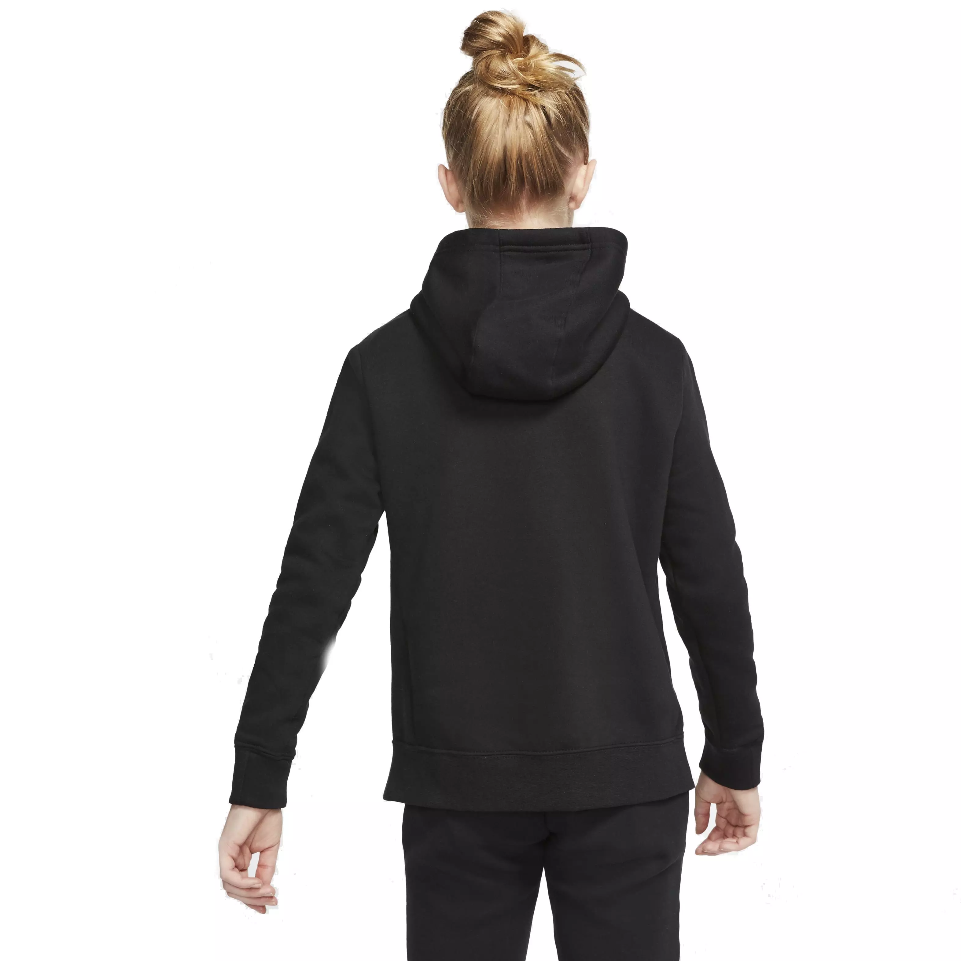 Nike Girls' Sportswear Black/White Pullover Hoodie - BLACK/WHITE