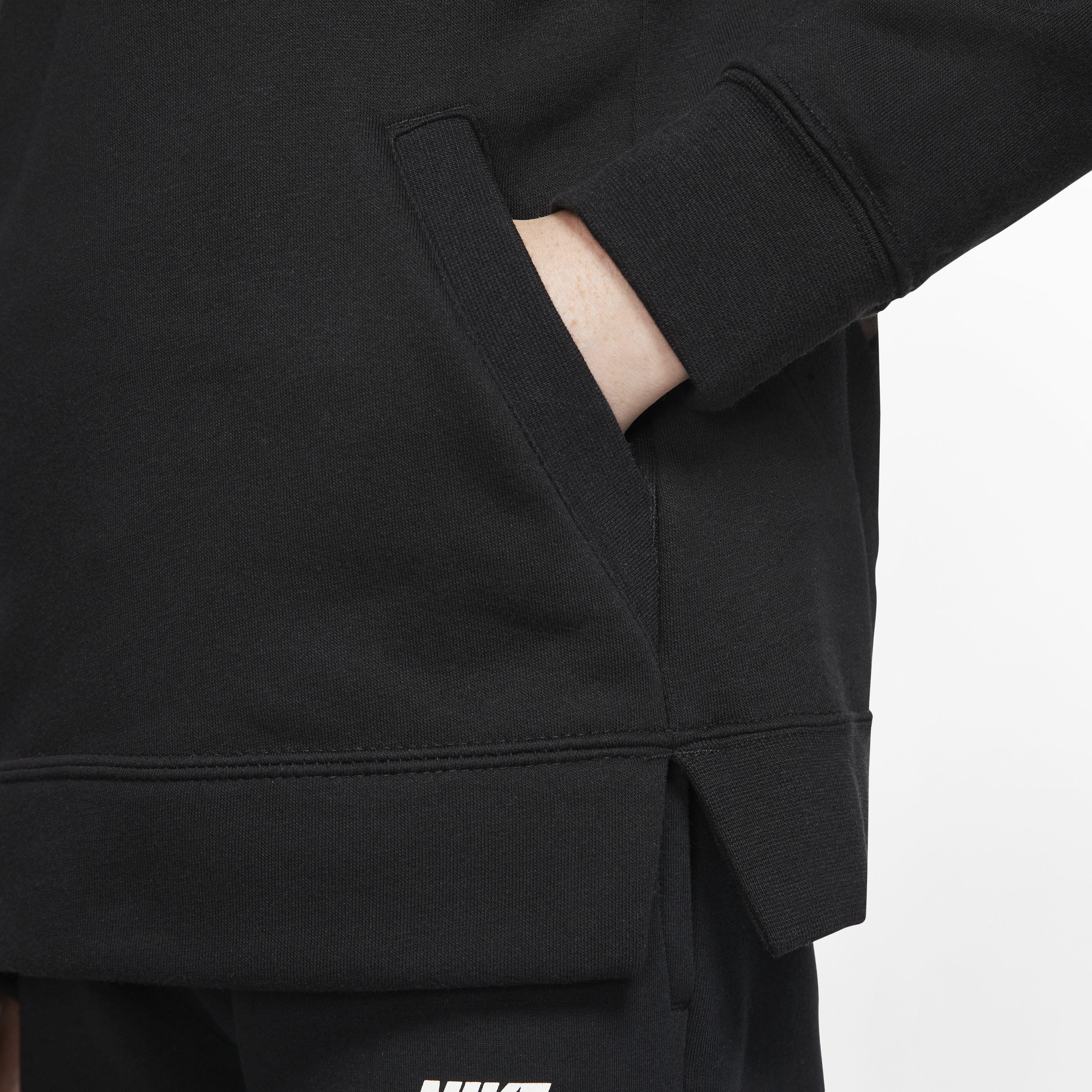 Nike Girls' Sportswear Black/White Pullover Hoodie - BLACK/WHITE Thumbnail View 5