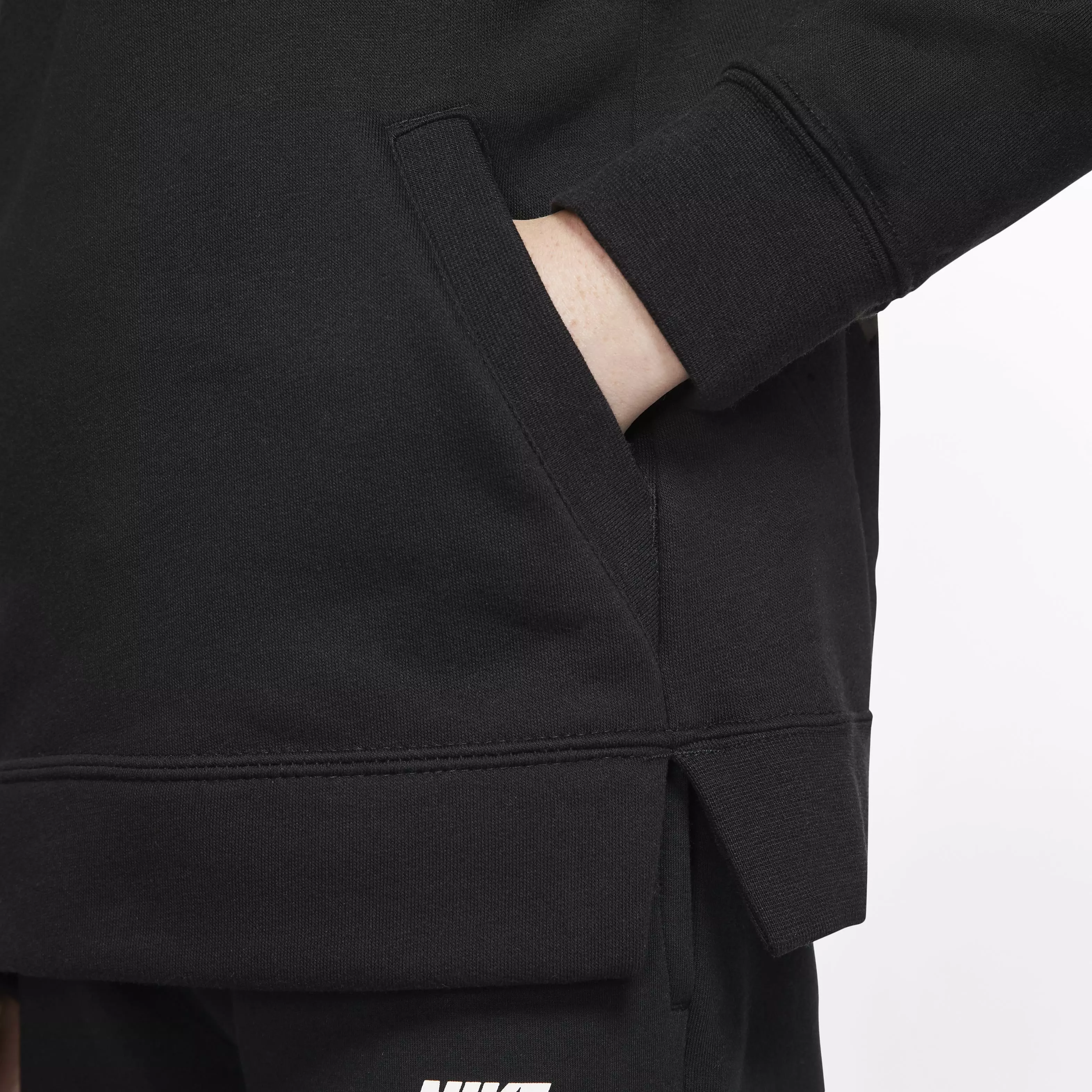 Nike Girls' Sportswear Black/White Pullover Hoodie - BLACK/WHITE