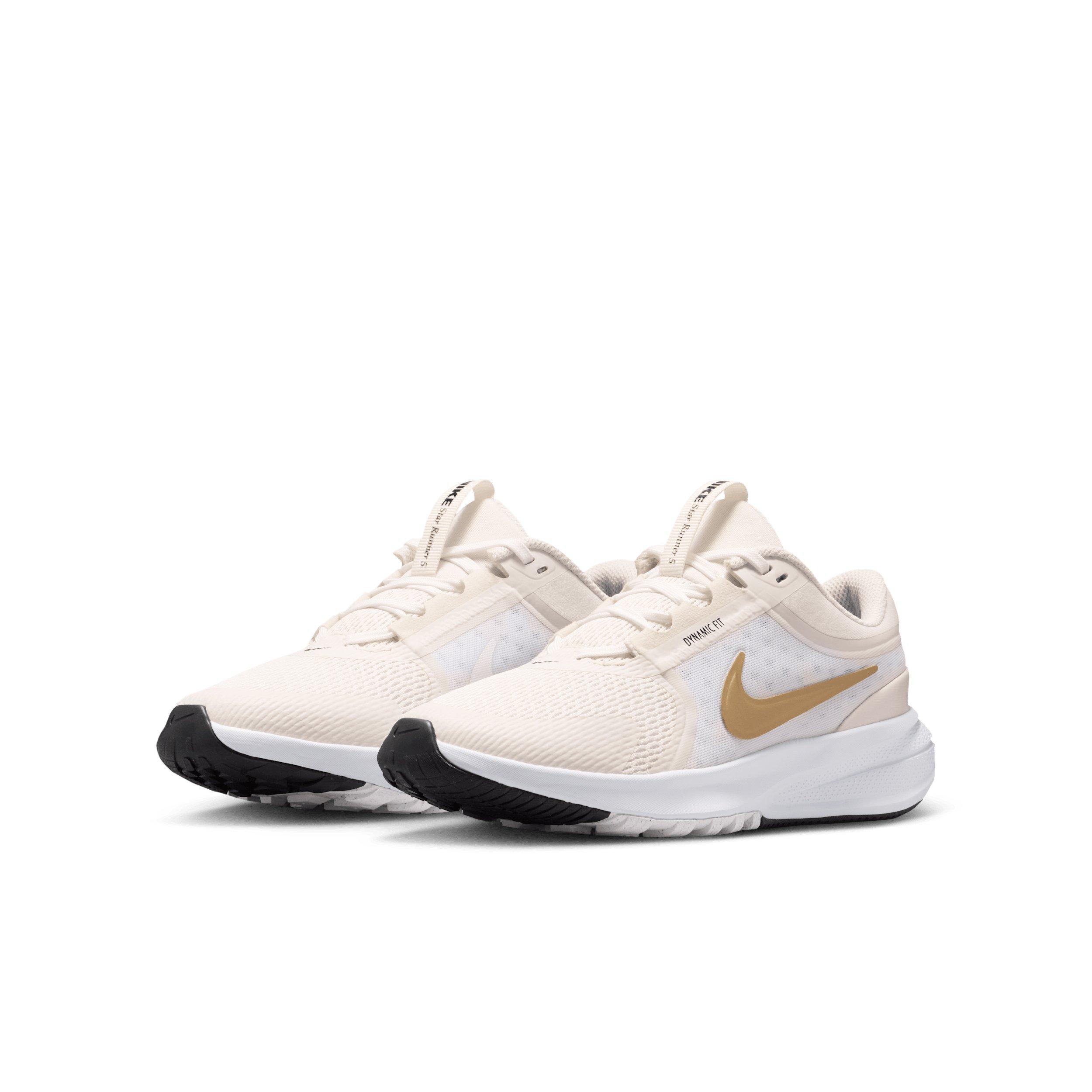 Nike Star Runner 5 Grade School Girls' "Platinum Tint/Black/Metallic Gold" Running Shoe