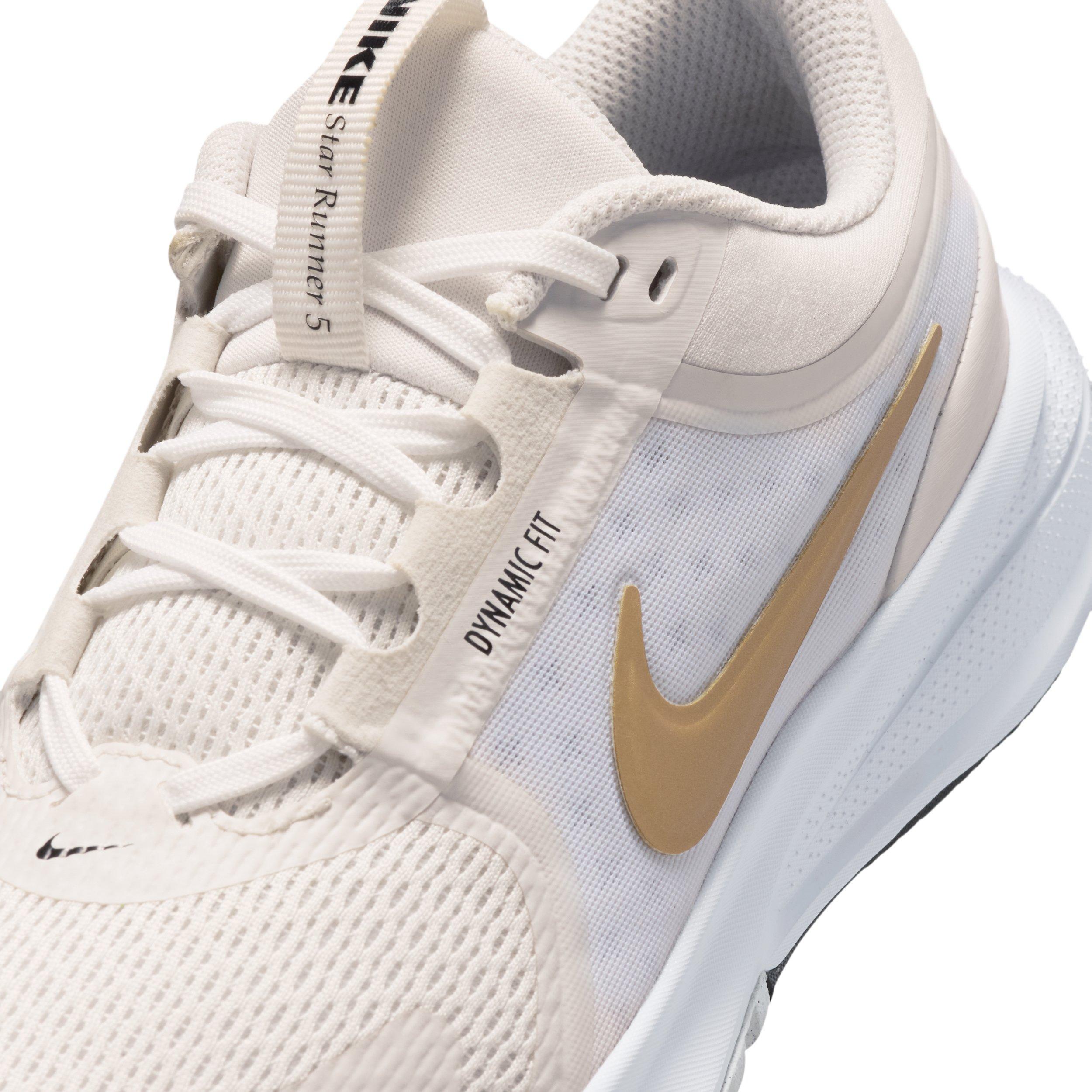 Nike Star Runner 5 Grade School Girls' "Platinum Tint/Black/Metallic Gold" Running Shoe