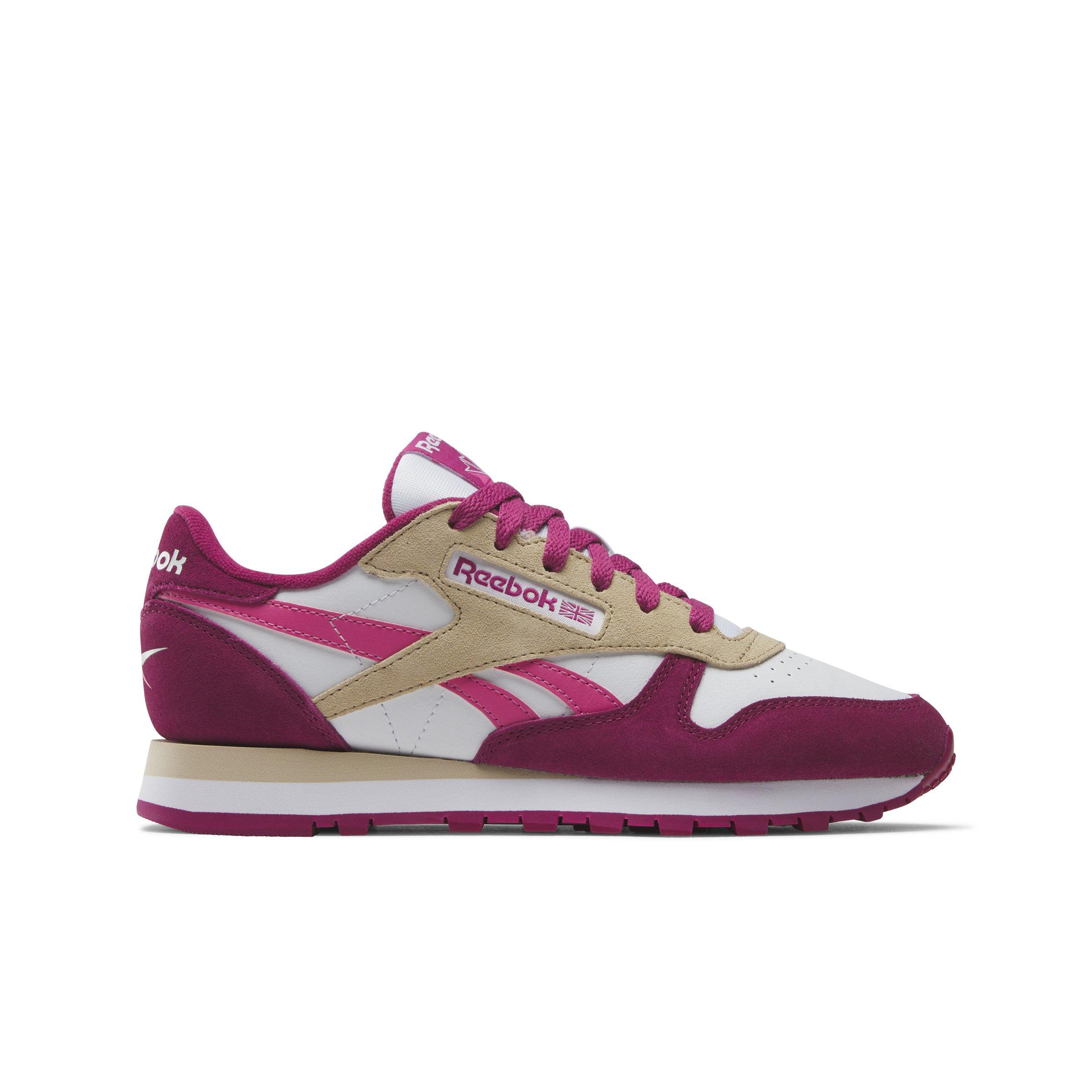 Reebok Classic Leather "Beige/Berry/White" Women's Shoe - BEIGE/BERRY/WHITE Thumbnail View 1