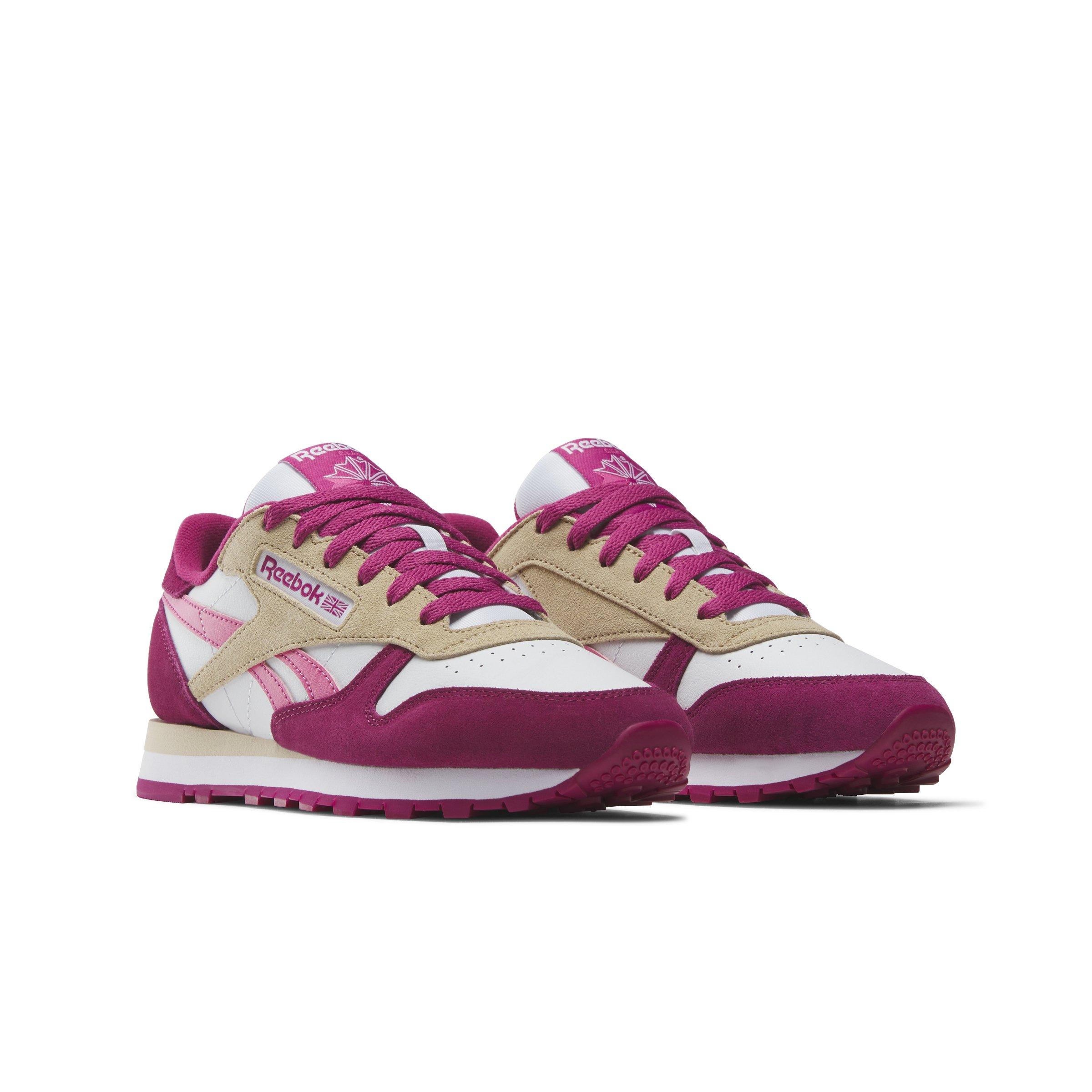 Reebok Classic Leather "Beige/Berry/White" Women's Shoe - BEIGE/BERRY/WHITE Thumbnail View 2