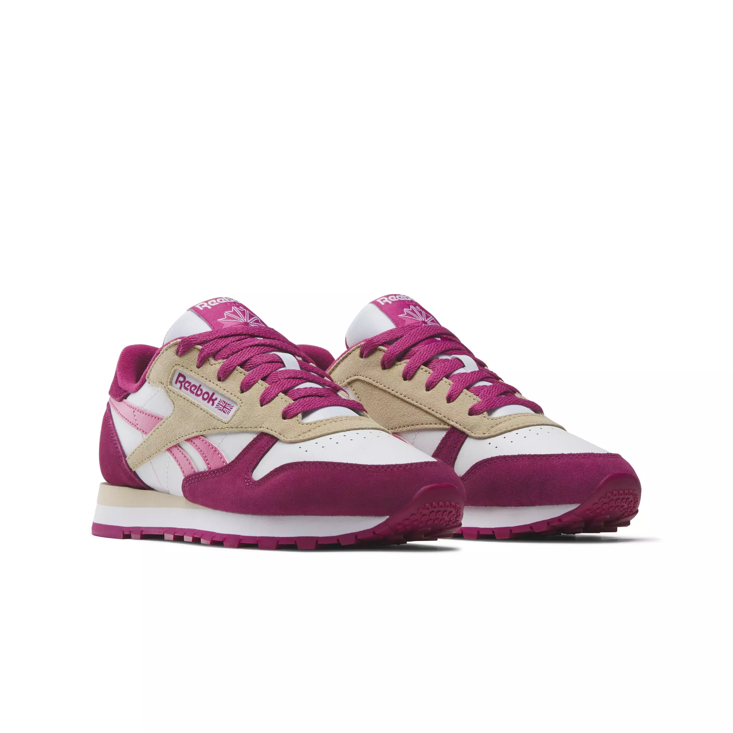 Reebok Classic Leather "Beige/Berry/White" Women's Shoe - BEIGE/BERRY/WHITE