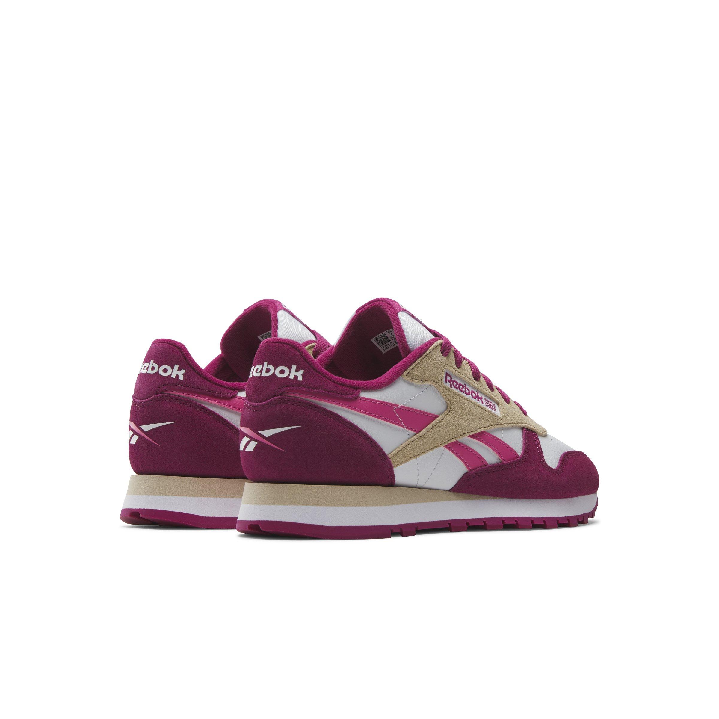 Reebok Classic Leather "Beige/Berry/White" Women's Shoe - BEIGE/BERRY/WHITE Thumbnail View 3