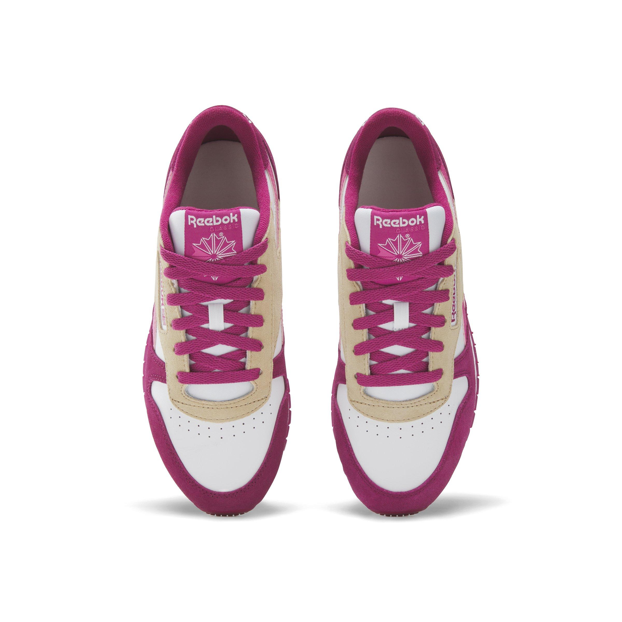 Reebok Classic Leather "Beige/Berry/White" Women's Shoe - BEIGE/BERRY/WHITE Thumbnail View 4