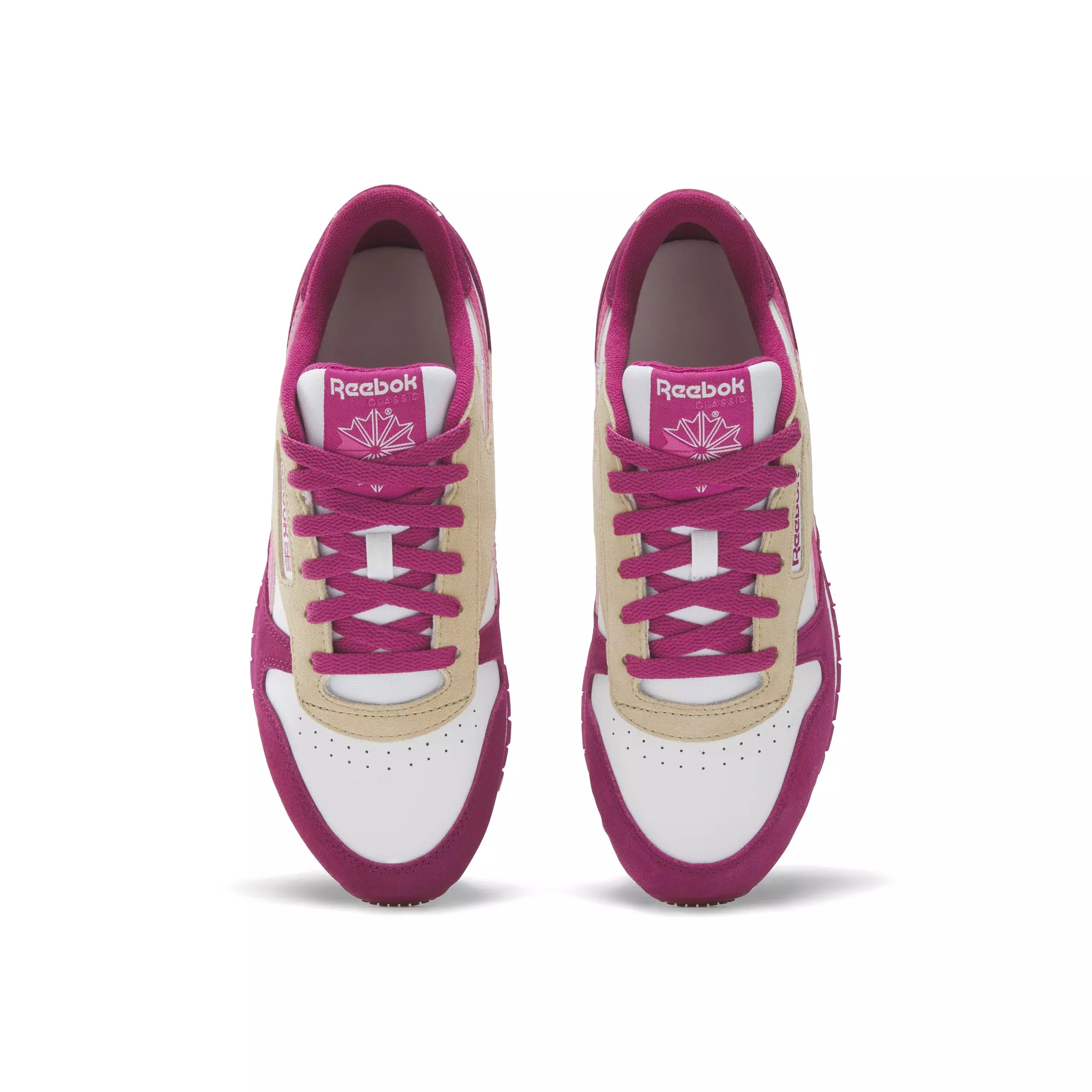 Reebok Classic Leather "Beige/Berry/White" Women's Shoe - BEIGE/BERRY/WHITE