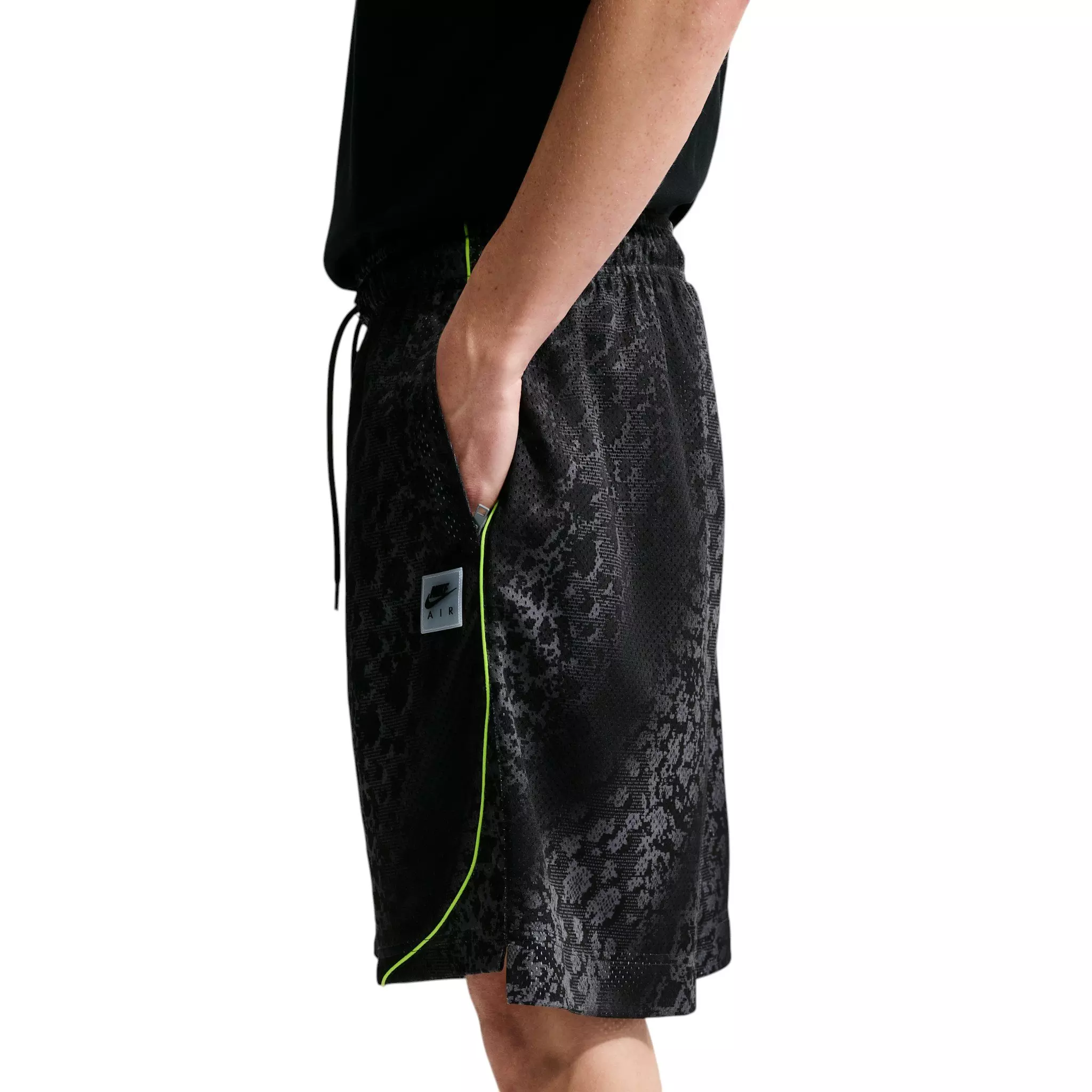 Nike Men's Air All-Over Print Mesh Shorts - Smoke Grey/Volt/Black - GREY/VOLT/BLACK