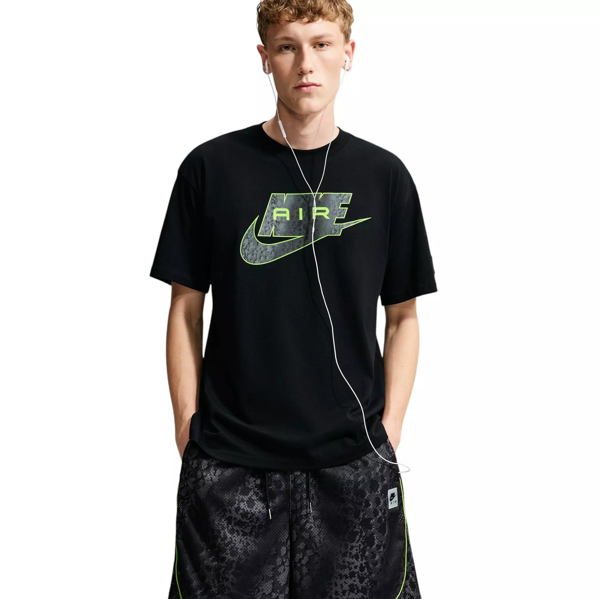 Nike Men's Air All-Over Print Mesh Shorts - Smoke Grey/Volt/Black - GREY/VOLT/BLACK