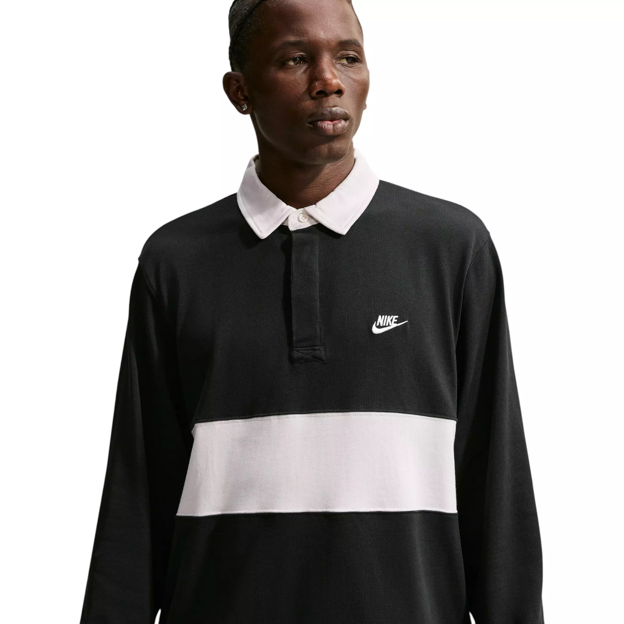 Nike Men's Sportswear Club Long-Sleeve Rugby Top - BLACK