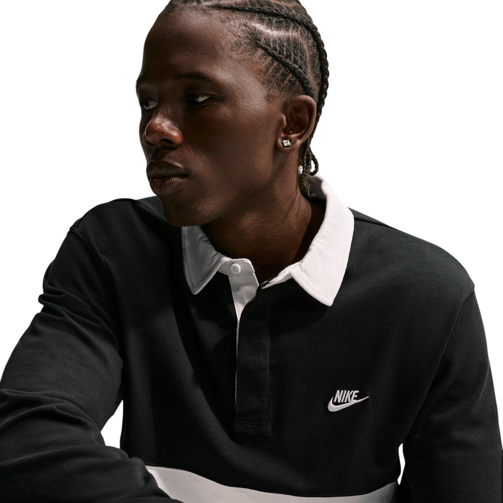Nike Men's Sportswear Club Long-Sleeve Rugby Top - BLACK Thumbnail View 3