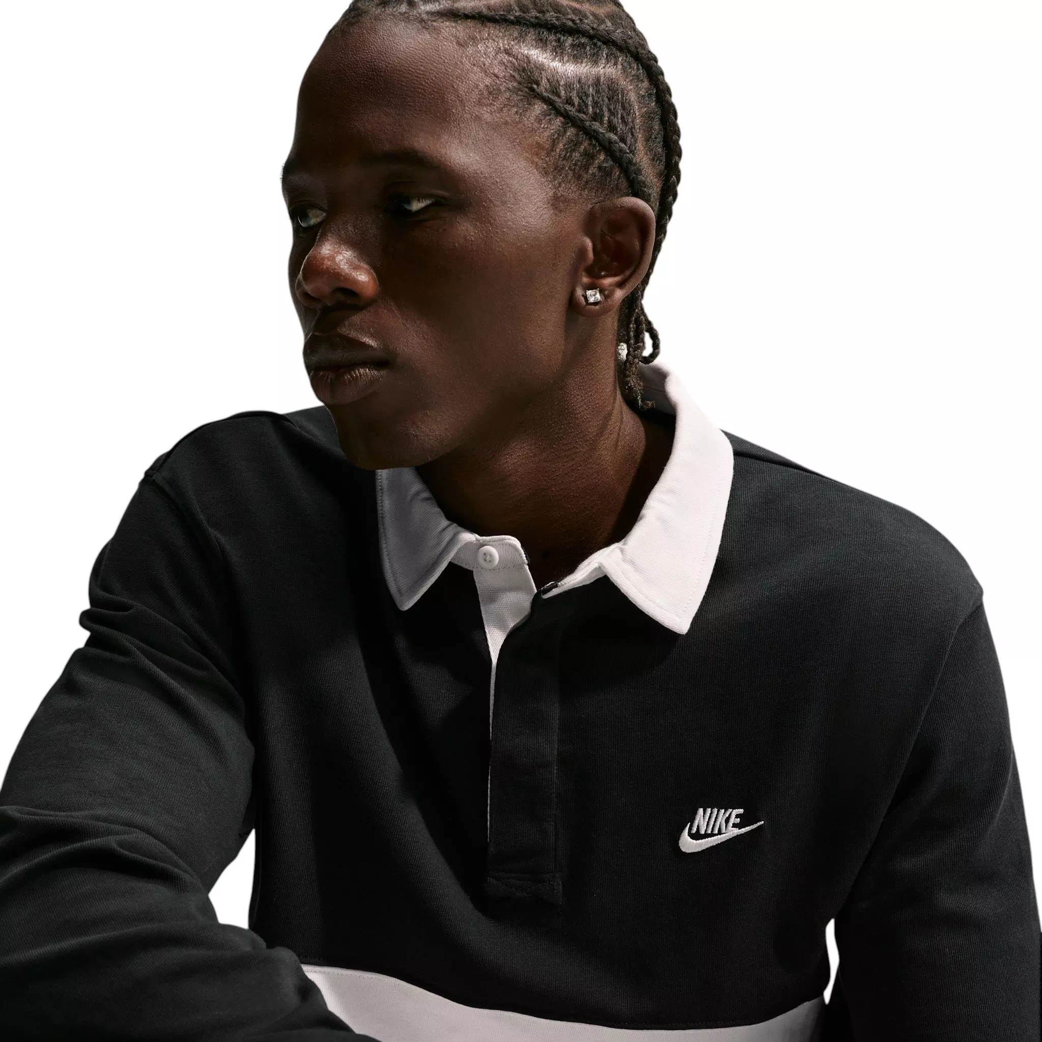 Nike Men's Sportswear Club Long-Sleeve Rugby Top - BLACK