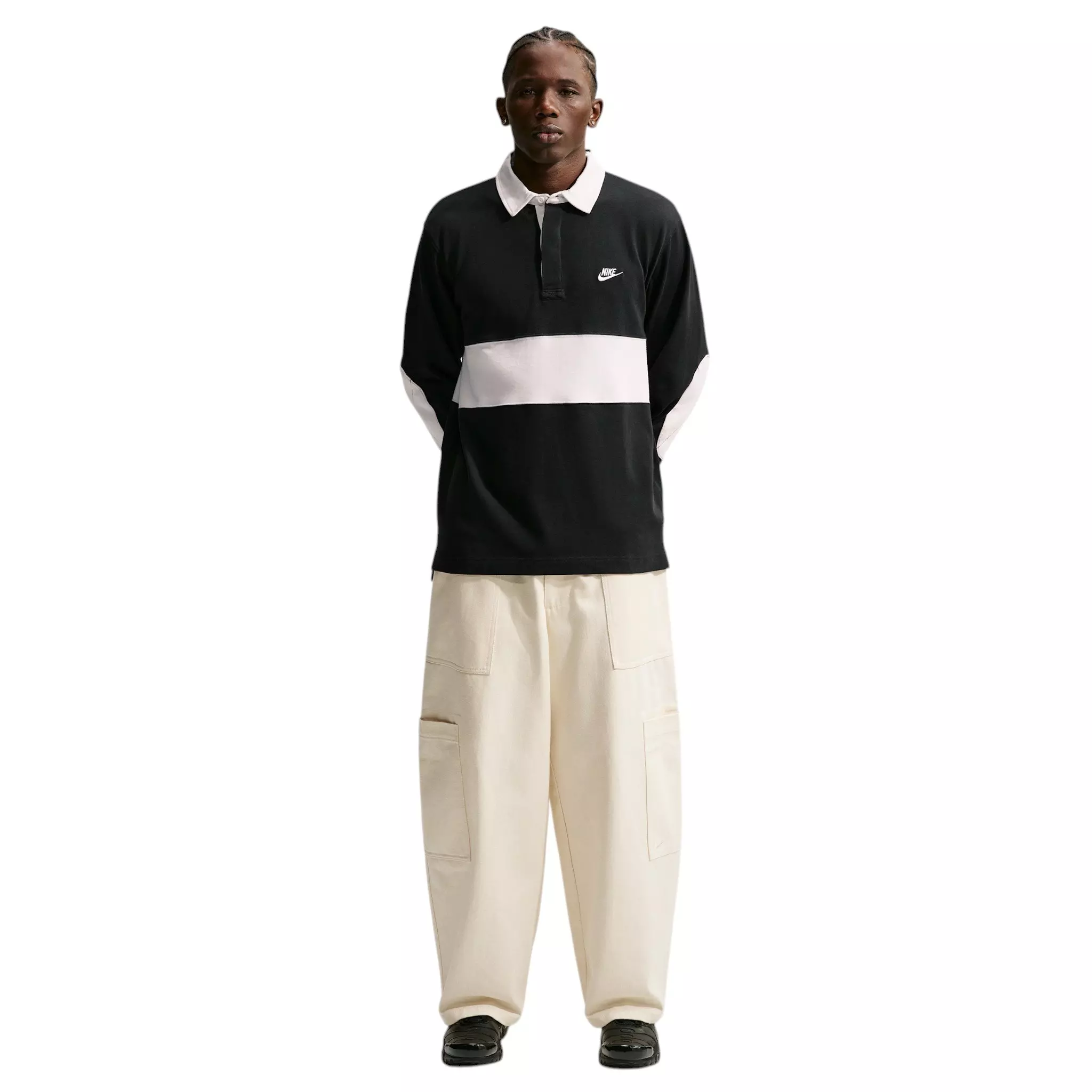 Nike Men's Sportswear Club Long-Sleeve Rugby Top - BLACK