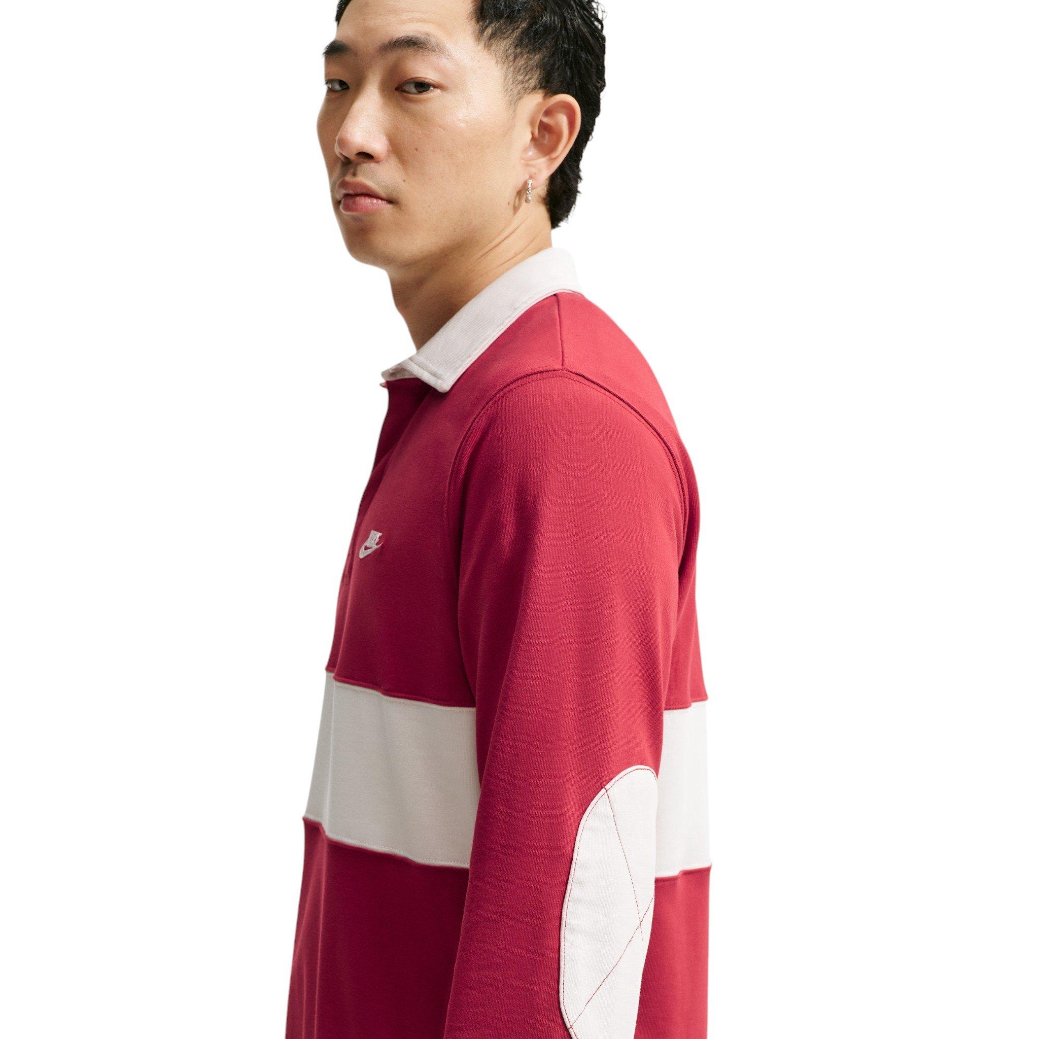 Nike Men's Sportswear Club Long-Sleeve Rugby Top - RED