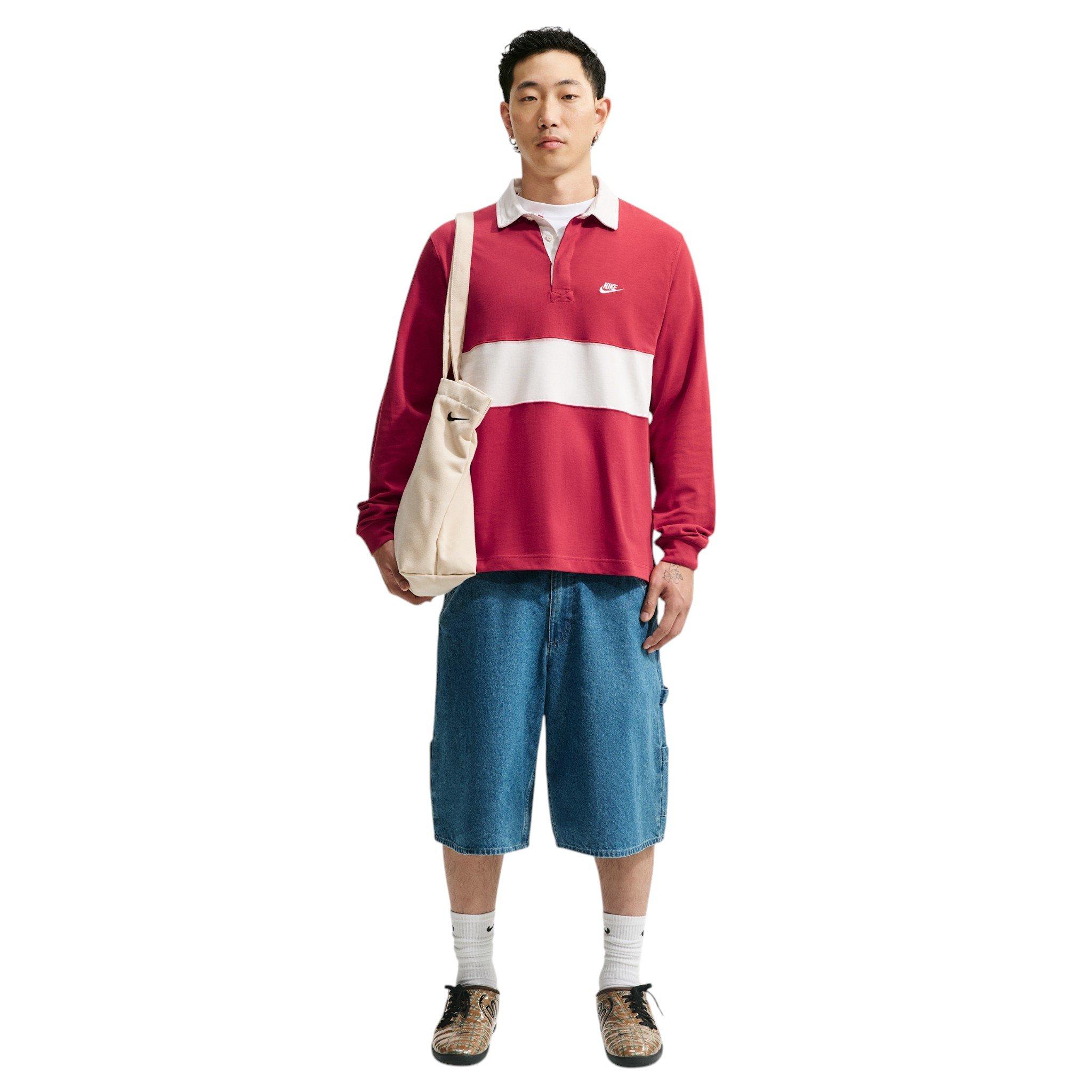 Nike Men's Sportswear Club Long-Sleeve Rugby Top - RED