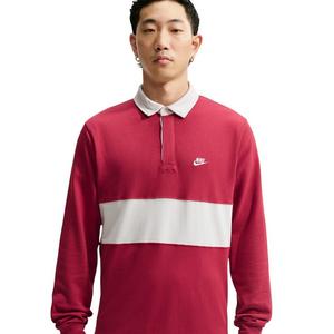 Nike Men's Sportswear Club Long-Sleeve Rugby Top - RED