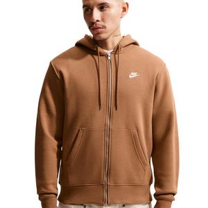 Nike Men's Club Full-Zip Fleece Hoodie - BROWN