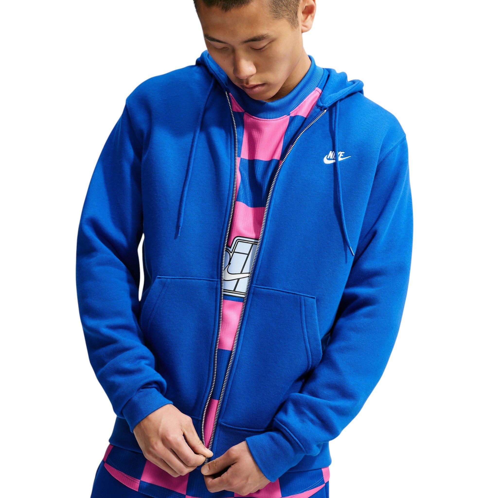 Nike Men's Club Full-Zip Fleece Hoodie - BLUE Thumbnail View 1