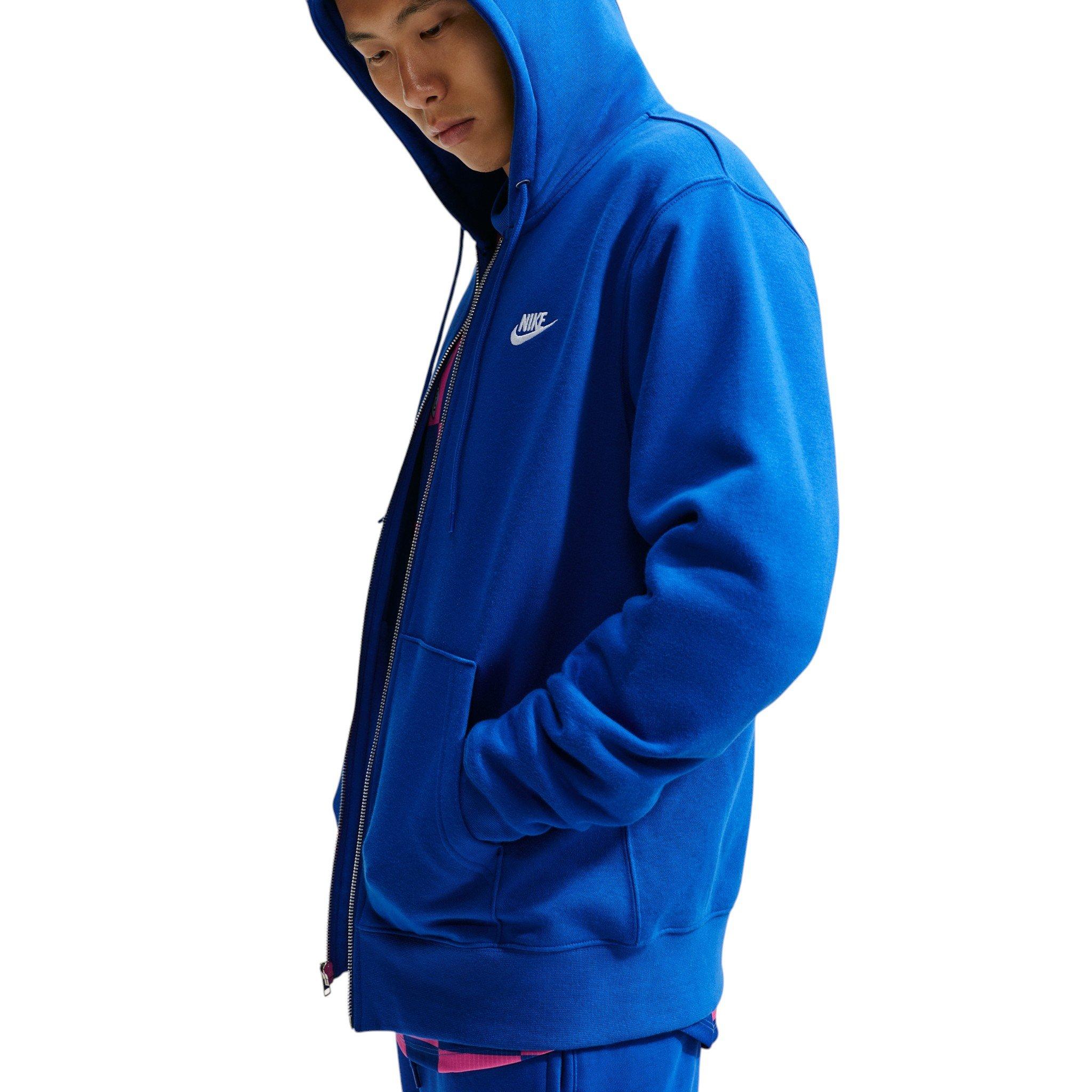 Nike Men's Club Full-Zip Fleece Hoodie - BLUE Thumbnail View 3