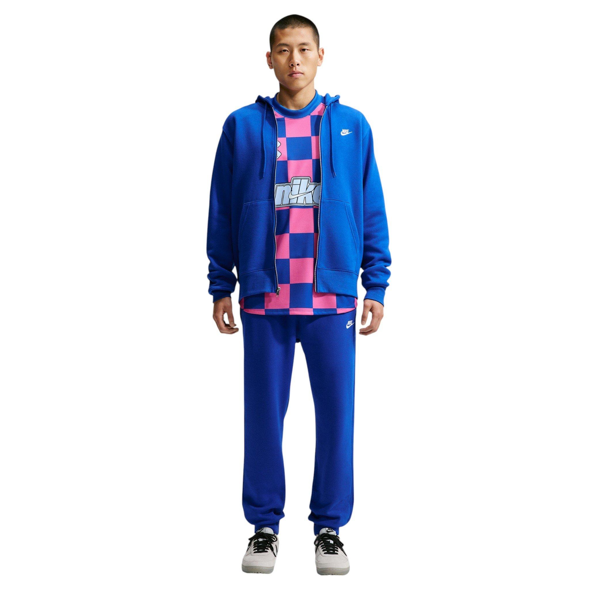 Nike Men's Club Full-Zip Fleece Hoodie - BLUE Thumbnail View 4