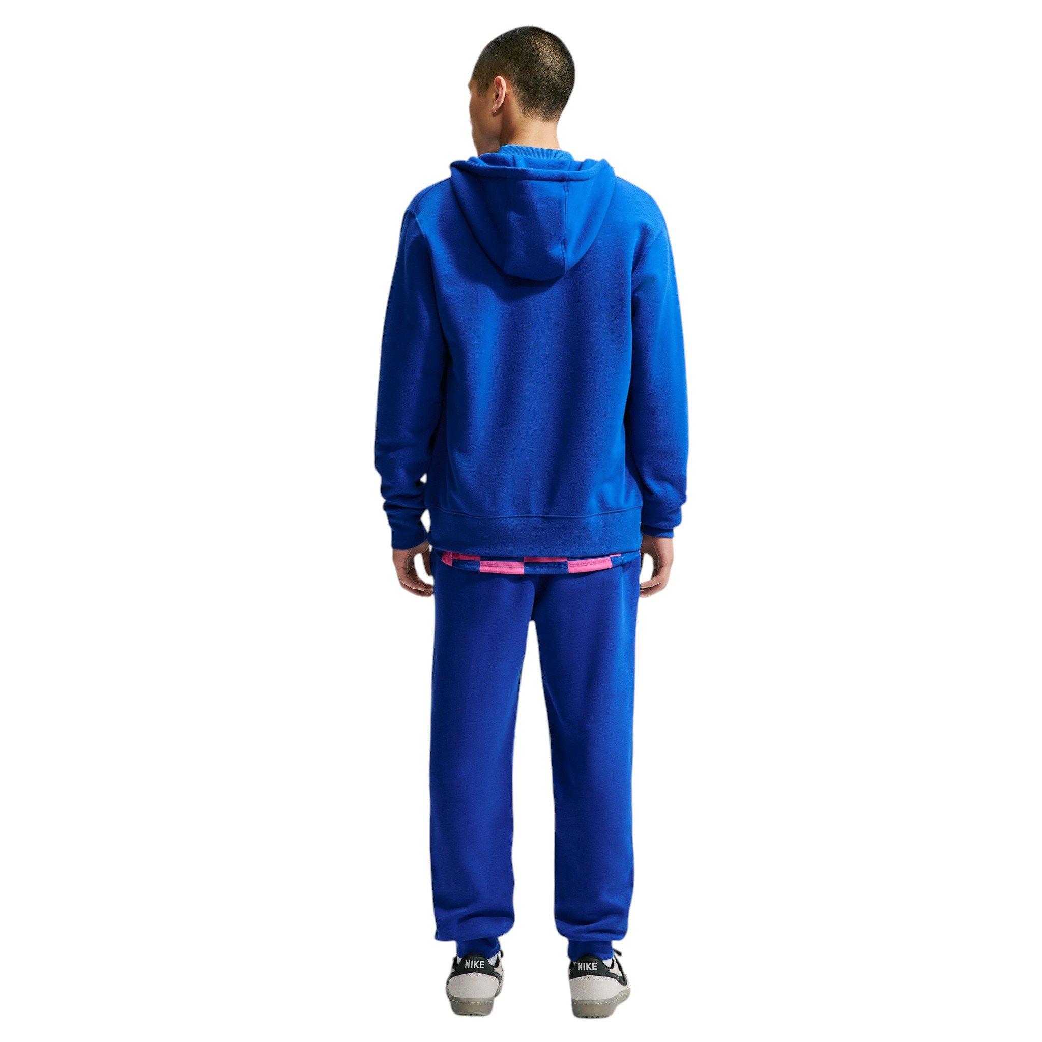 Nike Men's Club Full-Zip Fleece Hoodie - BLUE Thumbnail View 5