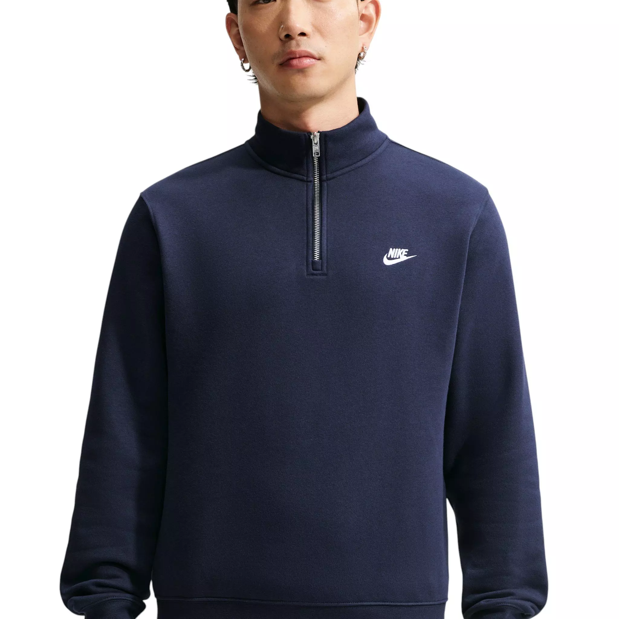 Nike Men's Sportswear Club 1/2-Zip Fleece Top - Obsidian/Obsidian/White - OBSIDIAN/OBSIDIAN/WHITE