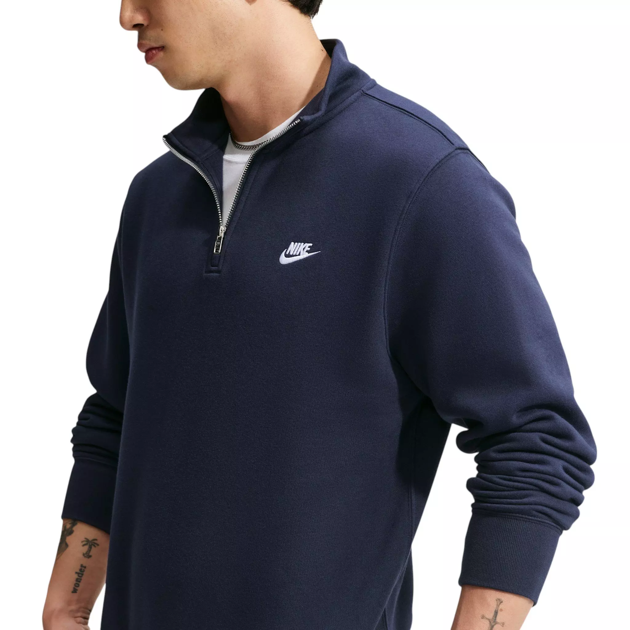 Nike Men's Sportswear Club 1/2-Zip Fleece Top - Obsidian/Obsidian/White - OBSIDIAN/OBSIDIAN/WHITE