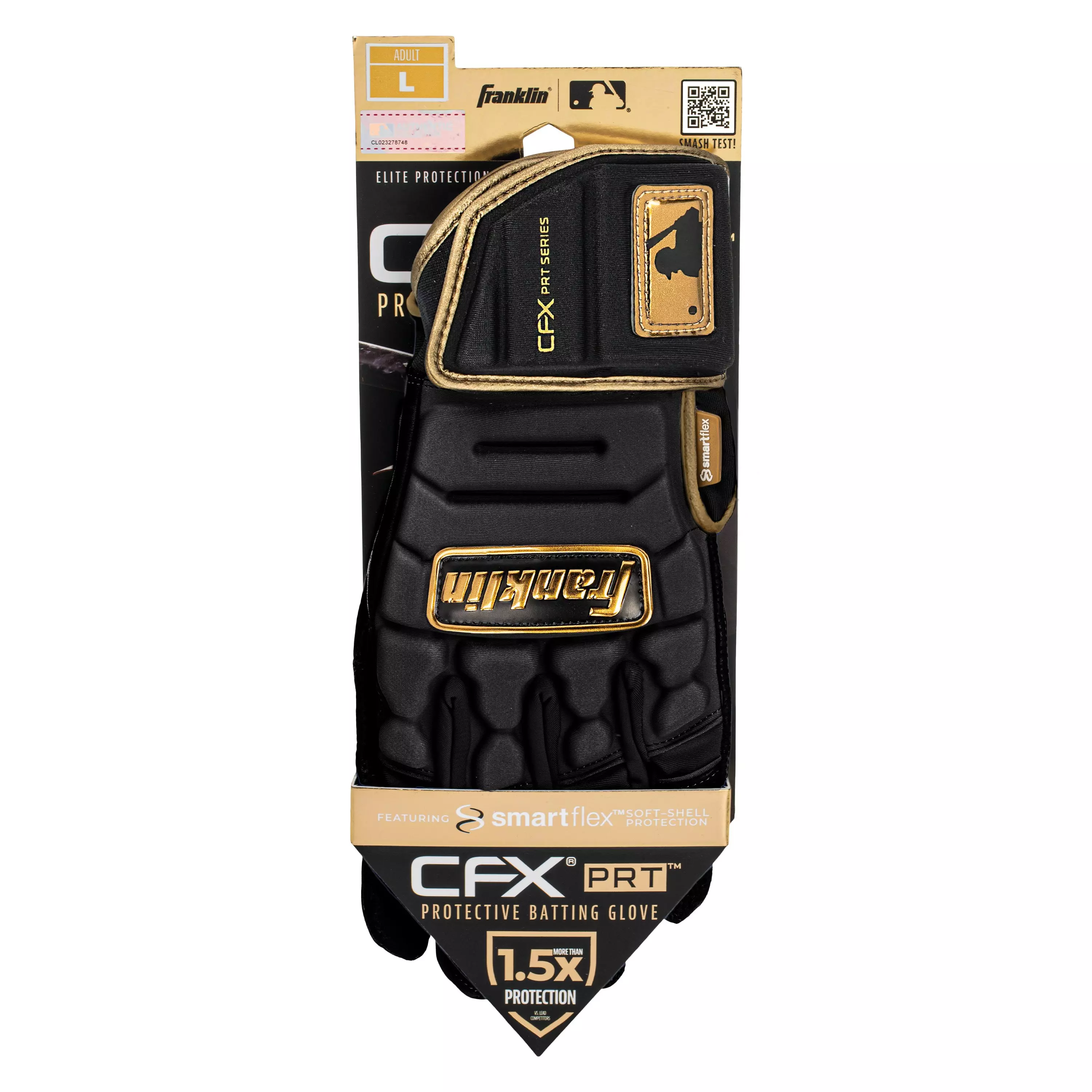 Franklin Sports CFX PRT Protective Batting Gloves - Black/Gold - BLACK/GOLD