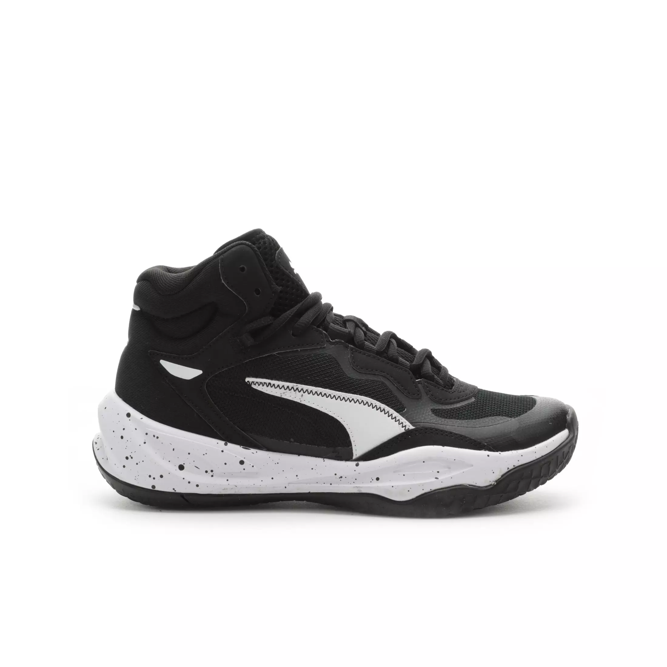 PUMA Playmaker Pro Mid Splatter JR "Puma Black/Puma White" Grade School Boys' Basketball Shoe - BLACK/WHITE