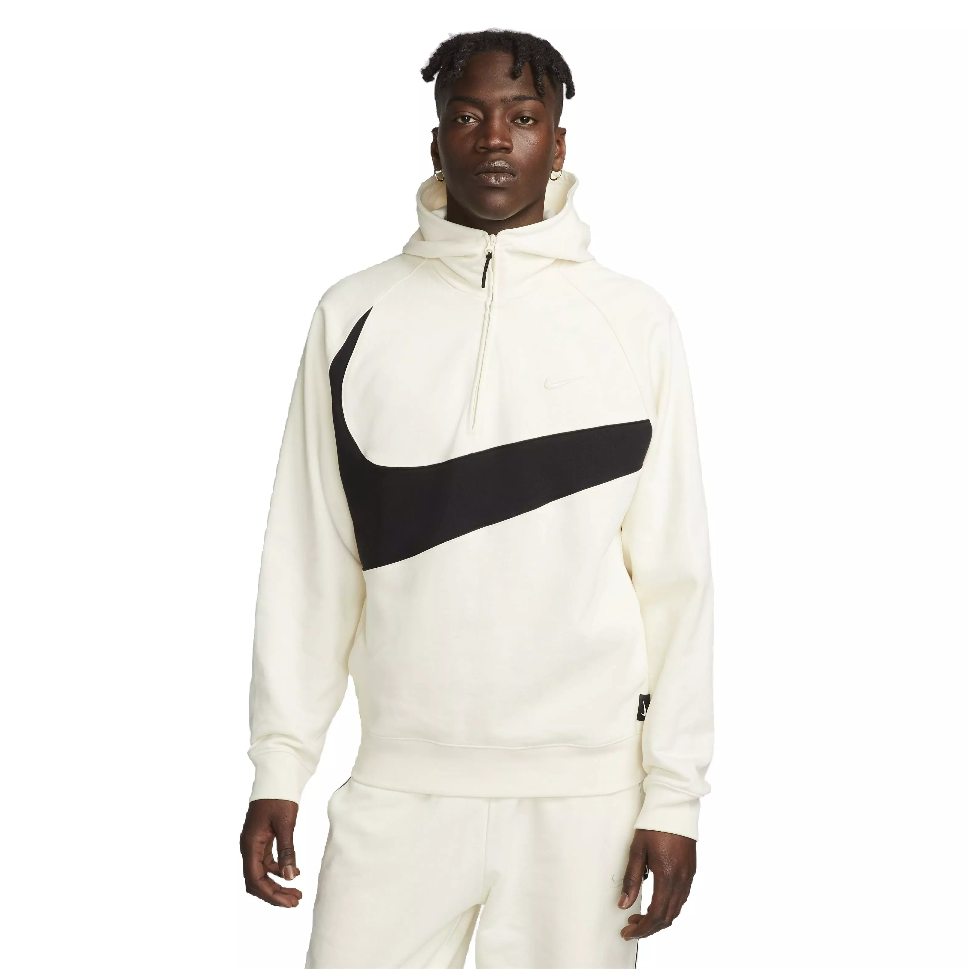Nike Men's Swoosh 1/2 Zip Fleece Hoodie - WHITE