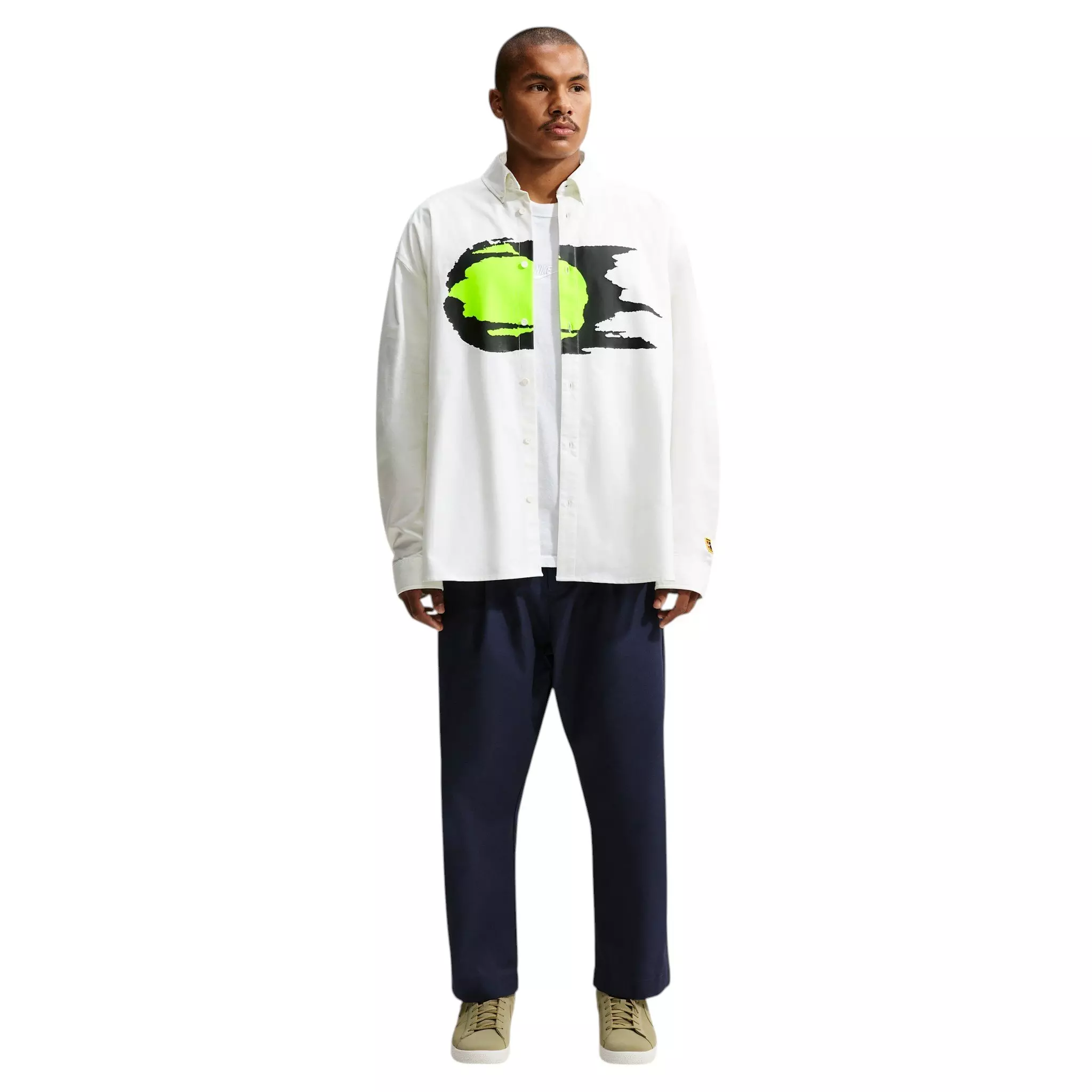 Nike Men's Club Rules Long-Sleeve Oxford Top - WHITE/WHITE