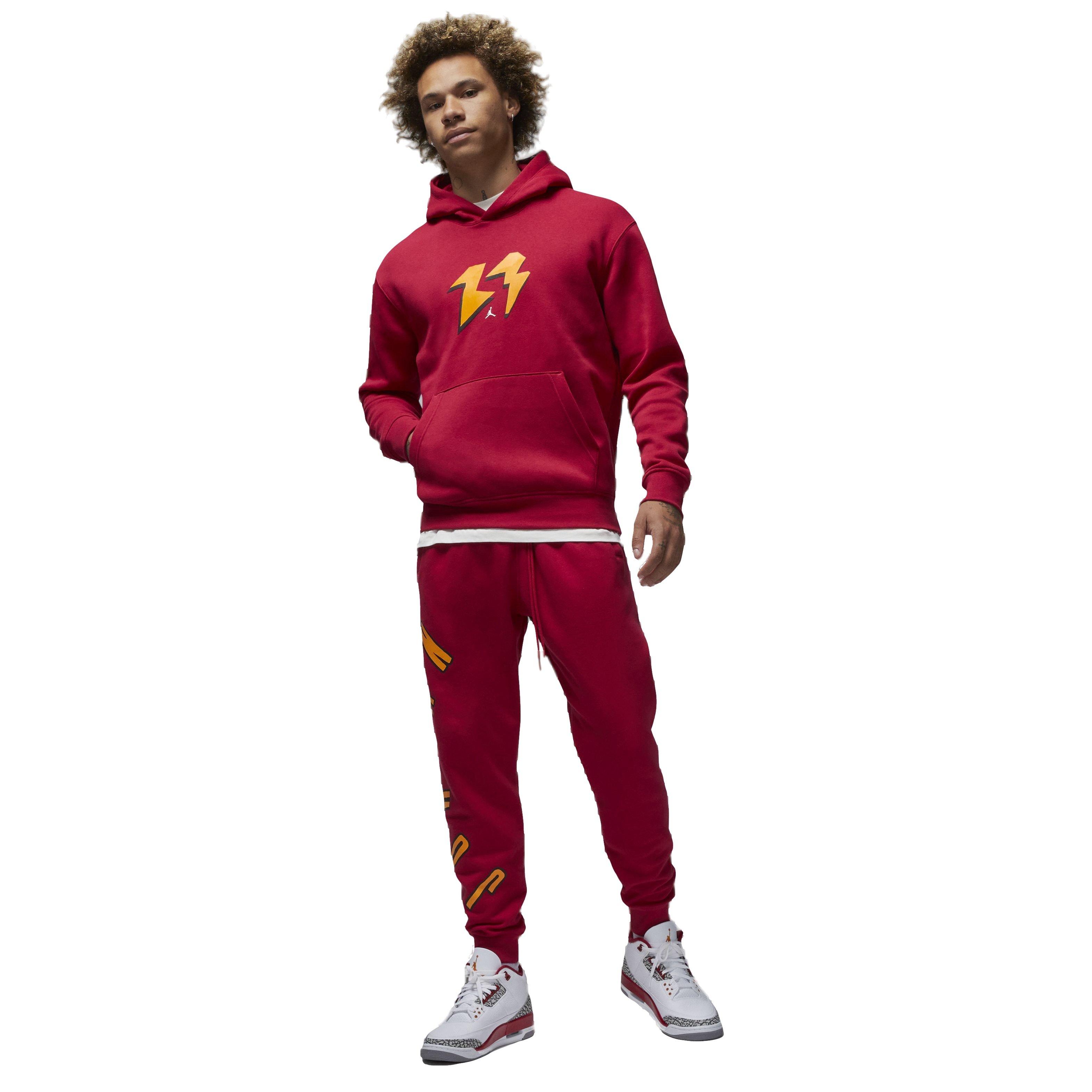 Jordan Men's Flight MVP Fleece Pullover Hoodie - Red - RED Thumbnail View 7