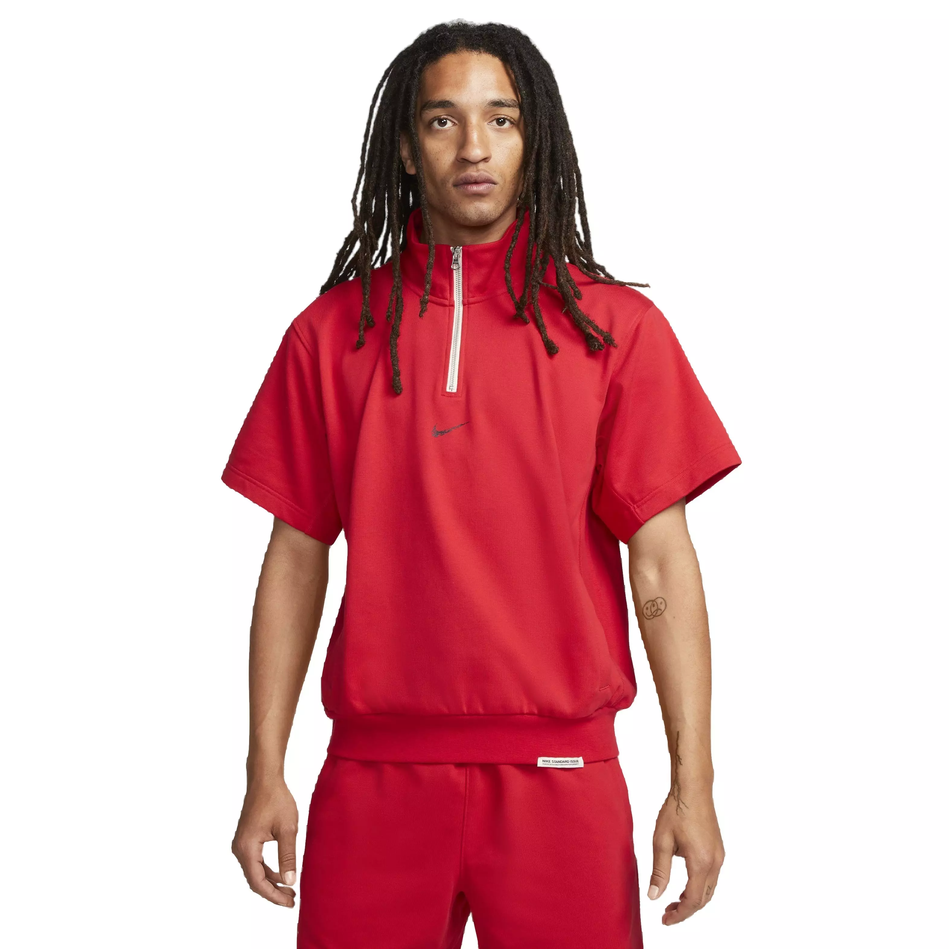 Nike Men's Dri-FIT Standard Issue 1/4 Zip Short-Sleeve Basketball Top - RED