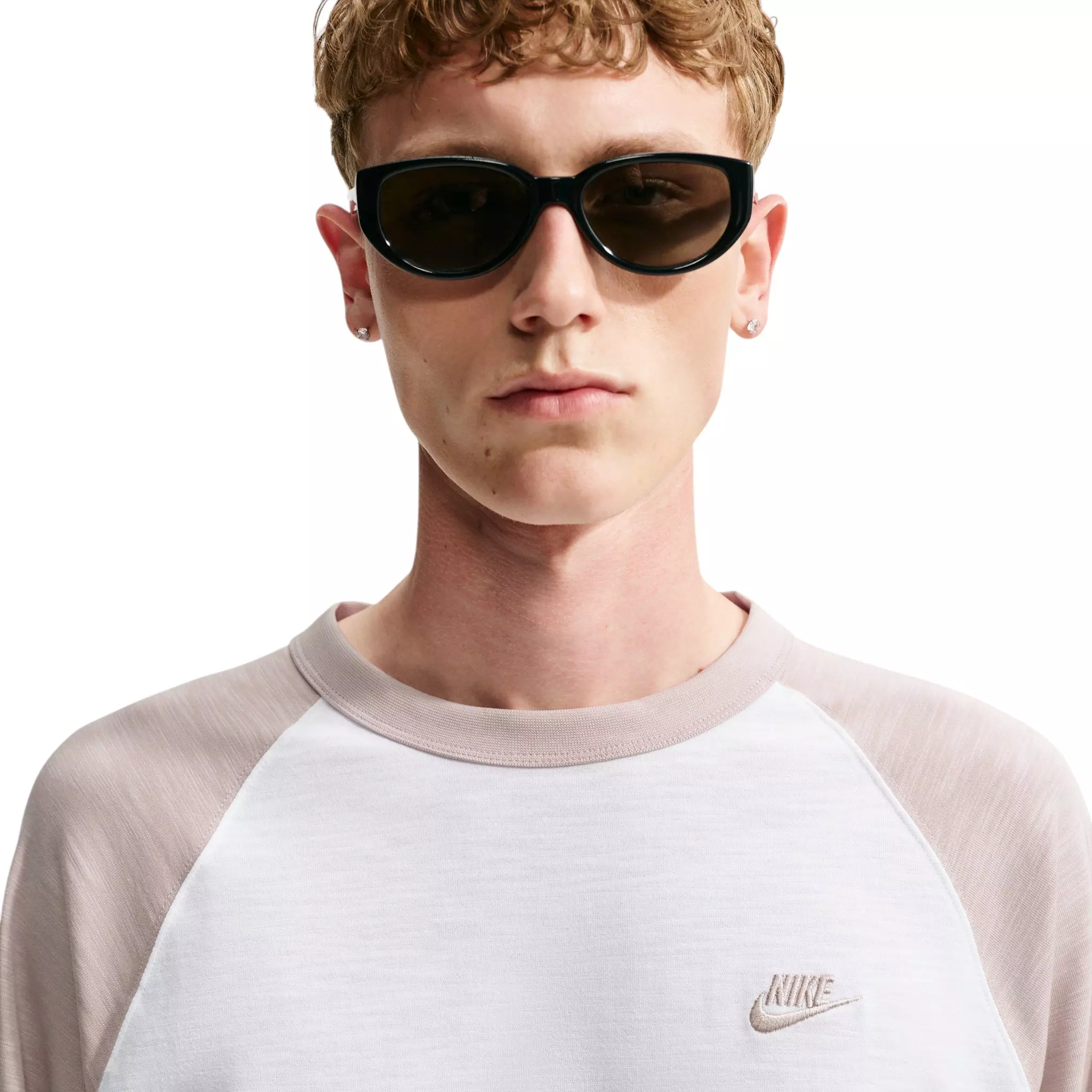 Nike Men's Sportswear Club 3/4-Sleeve Raglan Top - Moon Particle/White/Moon Particle - MOON/WHITE/MOON
