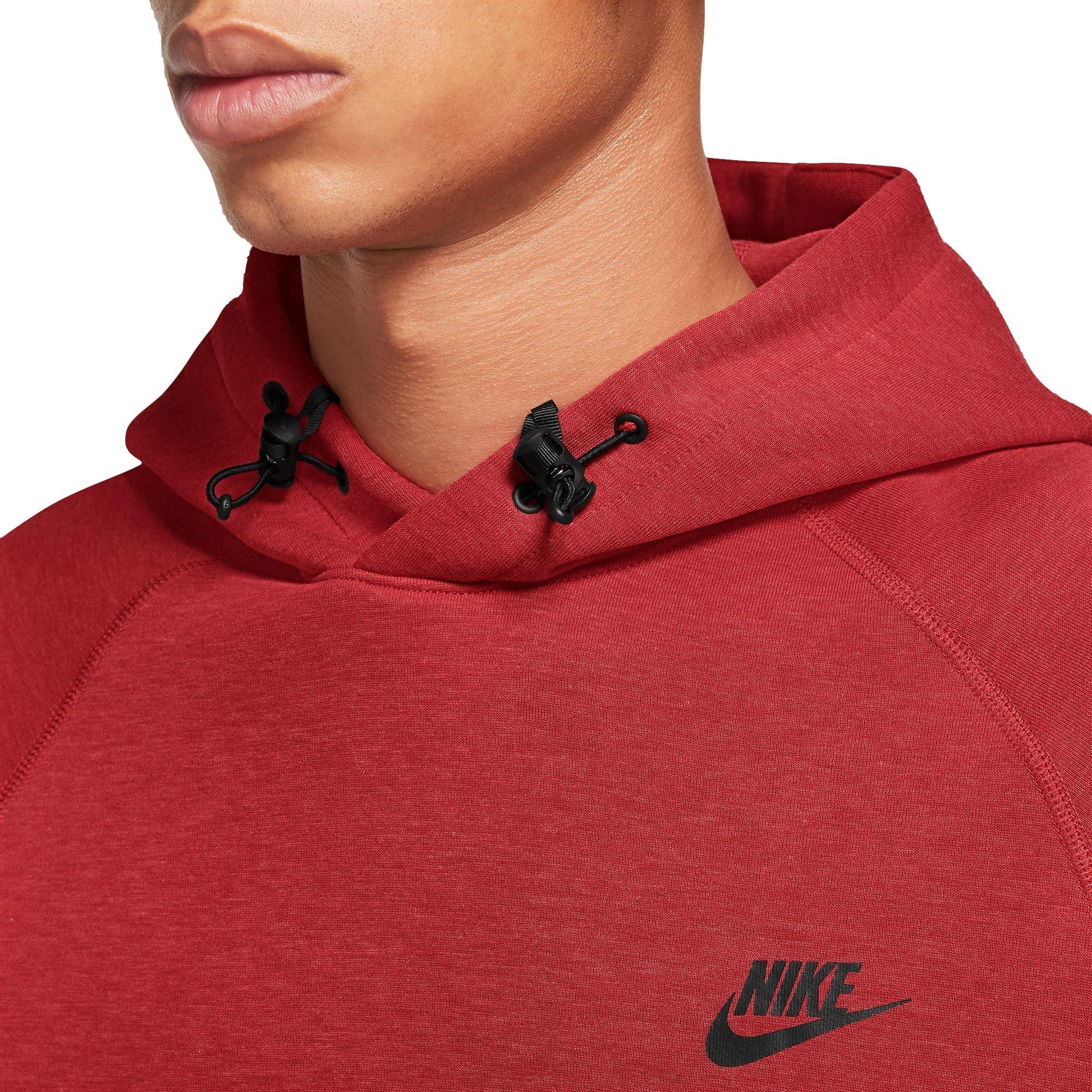 Nike Men's Tech Fleece Pullover Hoodie - RED Thumbnail View 3