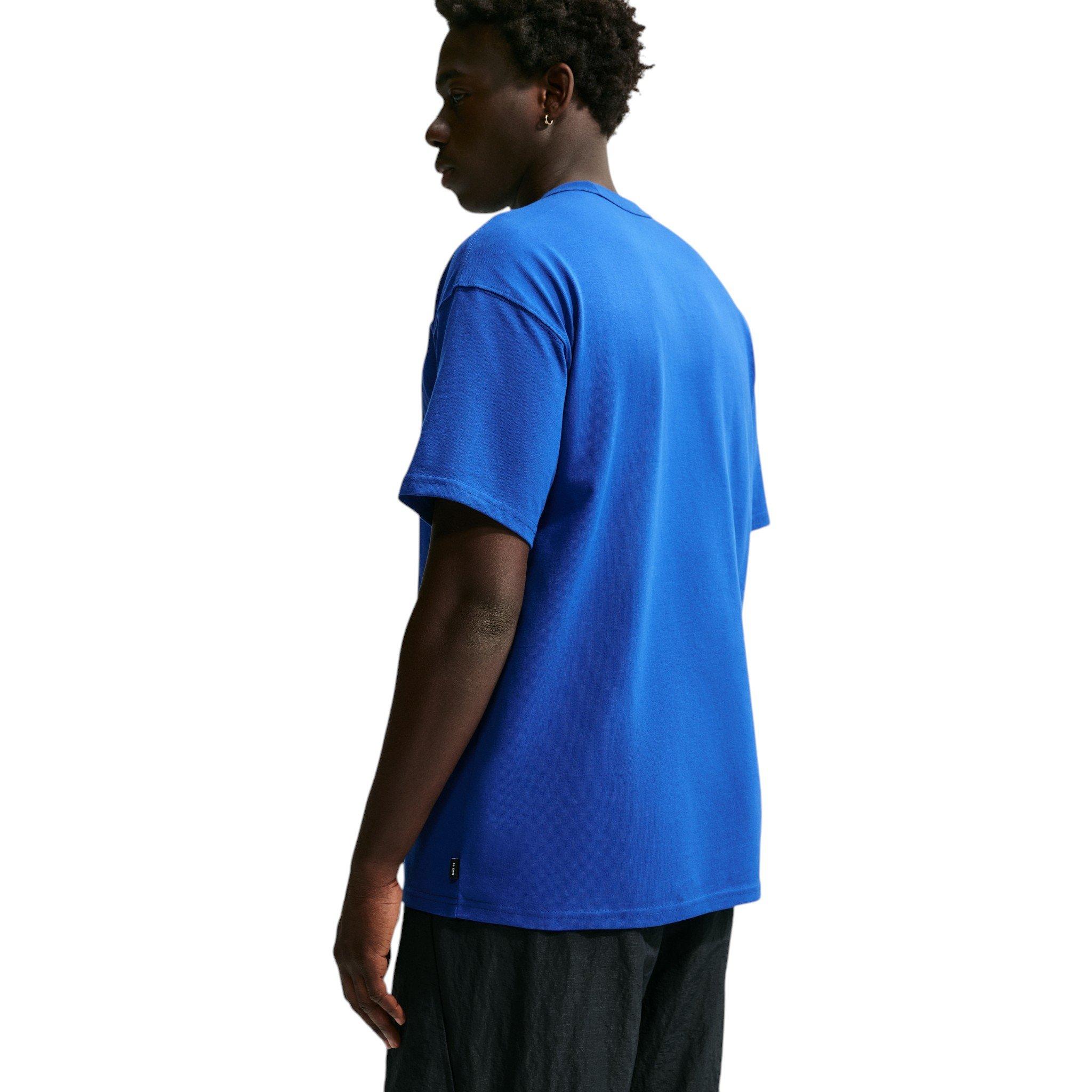 Nike Men's Sportswear Premium Essentials Small Embroidered Logo Long-Sleeve T-Shirt - BLUE