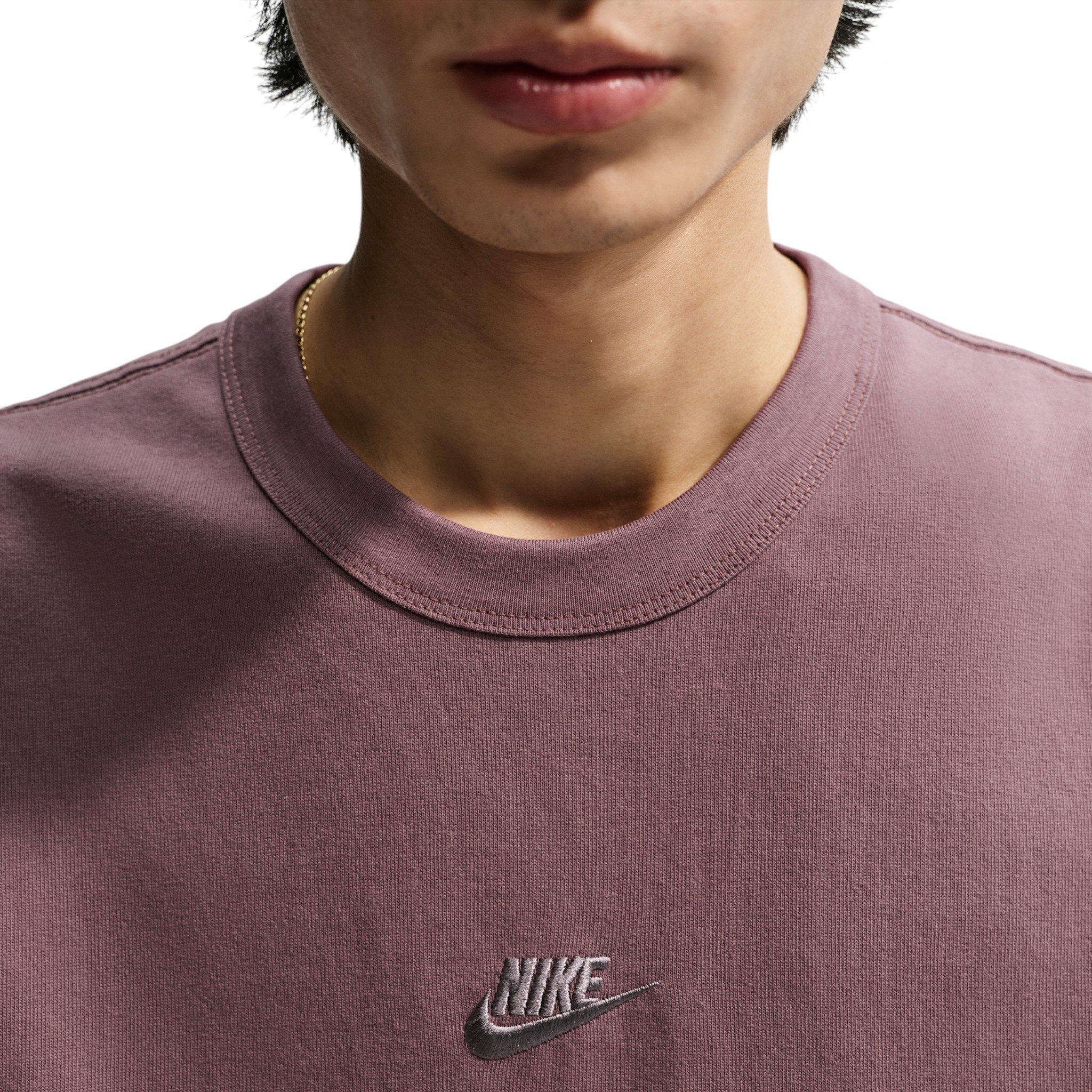 Nike Men's Sportswear Premium Essentials Small Embroidered Logo Long-Sleeve T-Shirt - PURPLE