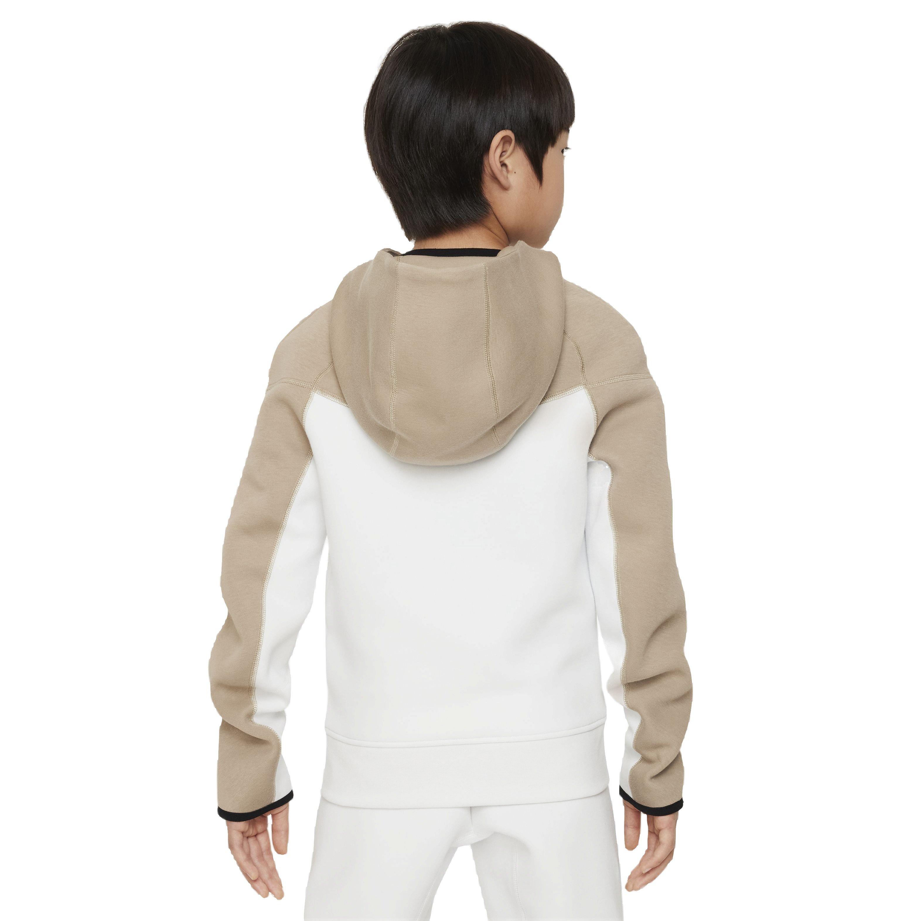 Nike Big Boys' Sportswear Tech Fleece Full Zip Jacket - WHITE/KHAKI Thumbnail View 2