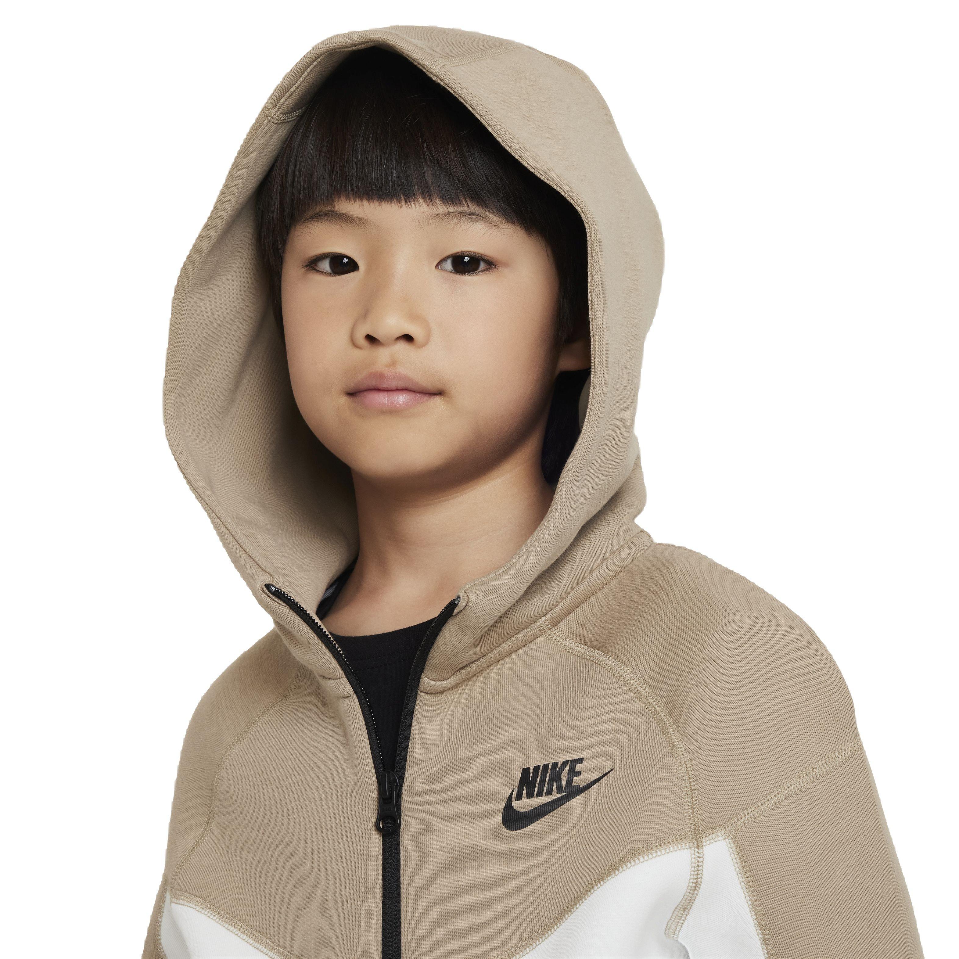 Nike Big Boys' Sportswear Tech Fleece Full Zip Jacket - WHITE/KHAKI Thumbnail View 3