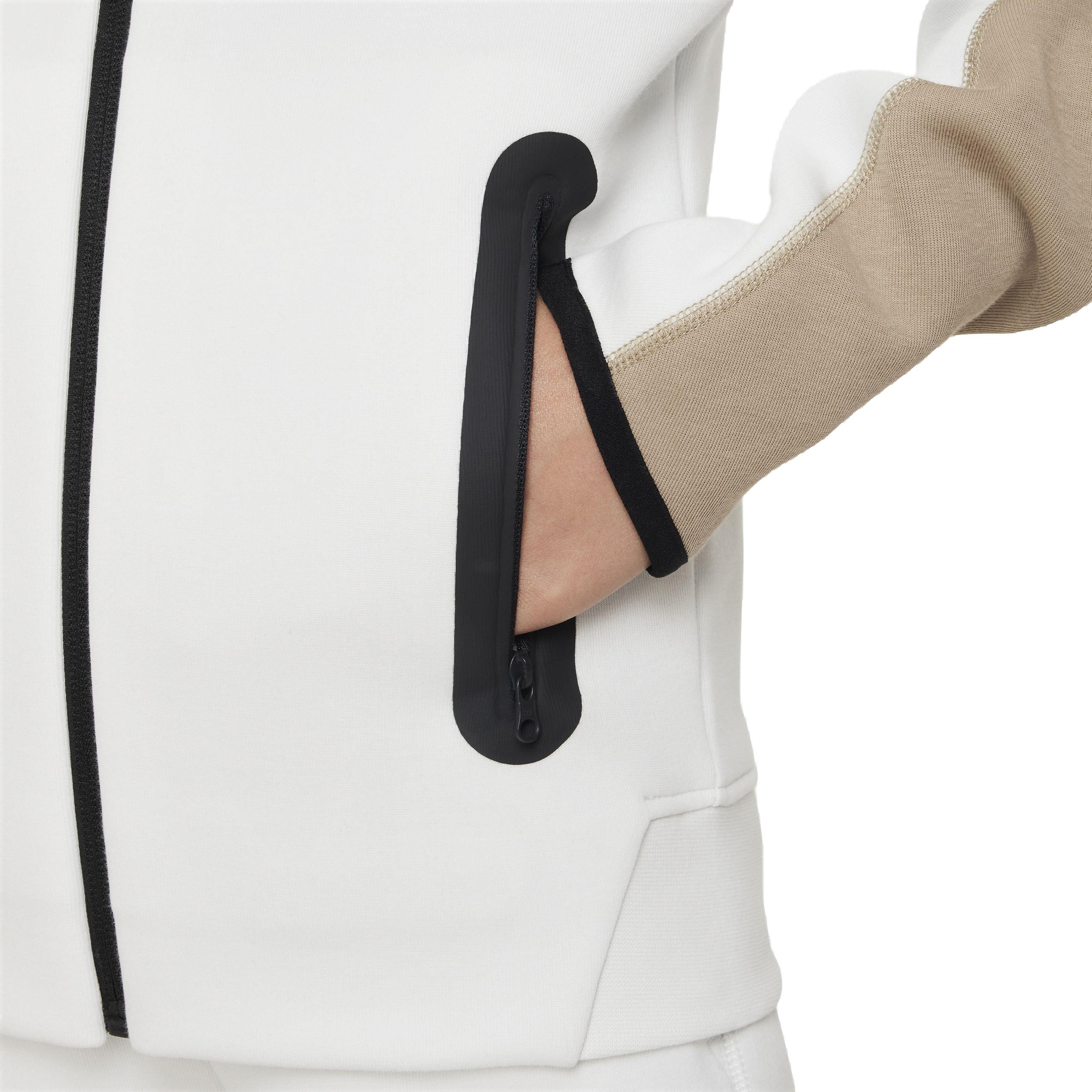 Nike Big Boys' Sportswear Tech Fleece Full Zip Jacket - WHITE/KHAKI Thumbnail View 4