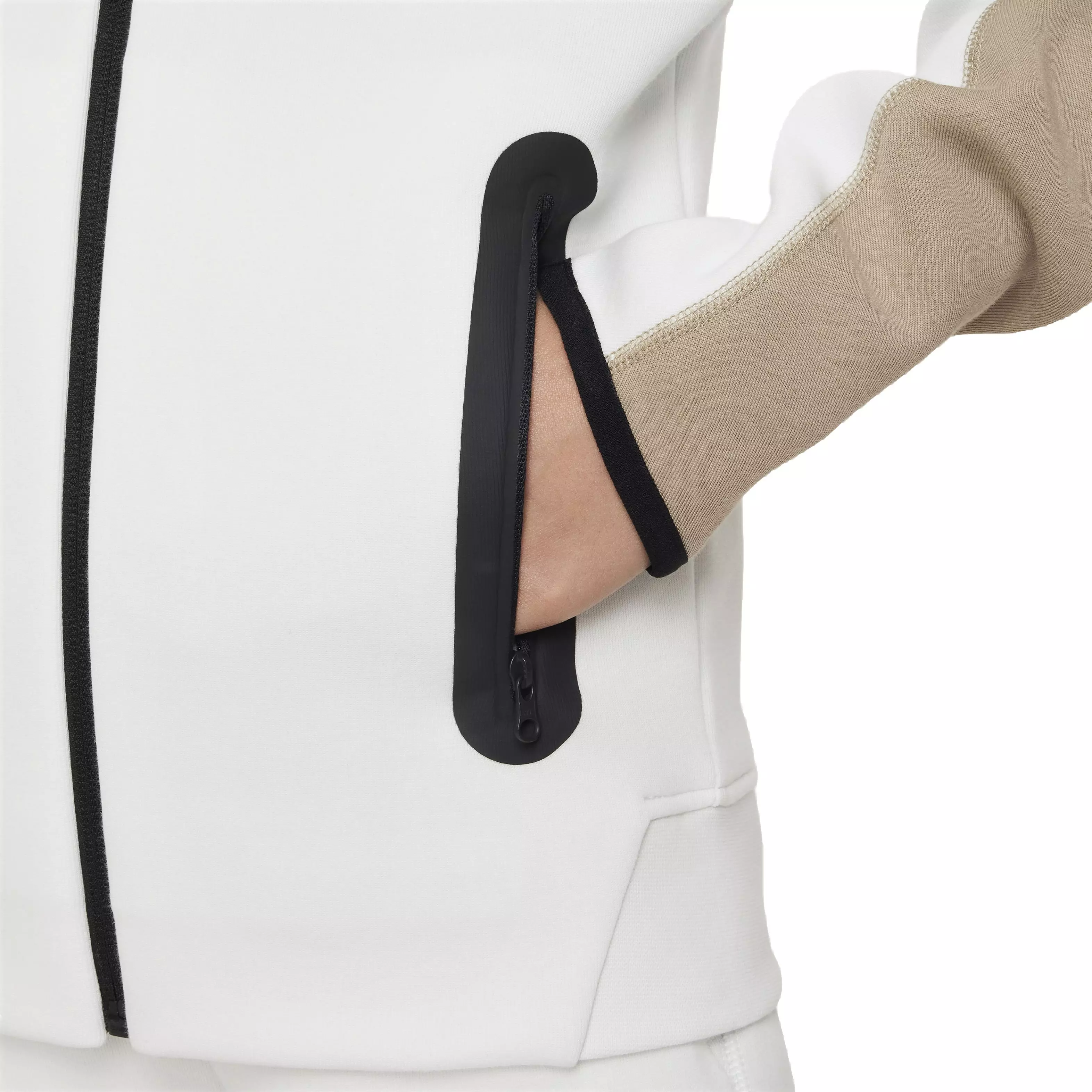 Nike Big Boys' Sportswear Tech Fleece Full Zip Jacket - WHITE/KHAKI