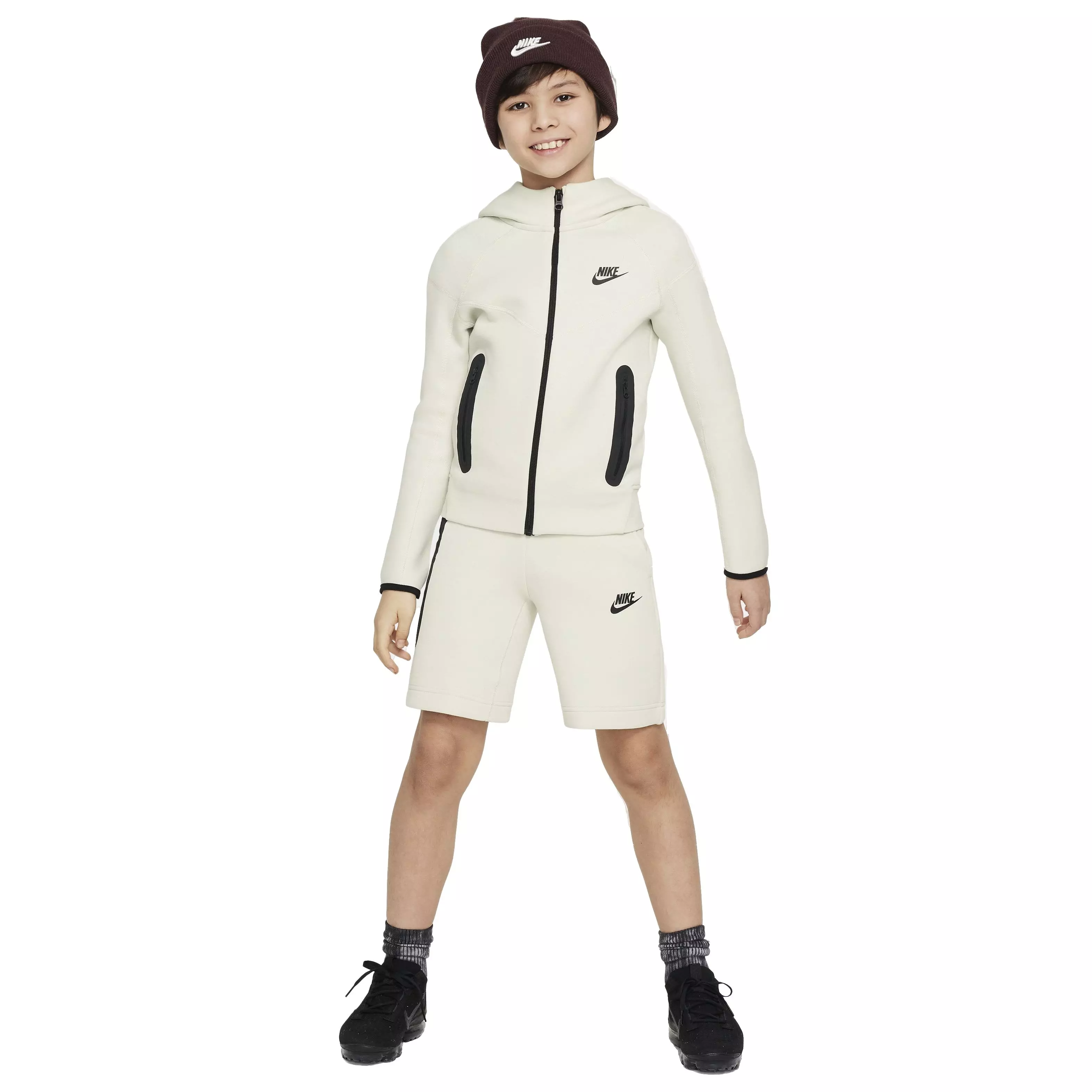 Nike Big Boys' Sportswear Tech Fleece Full Zip Jacket - CREAM